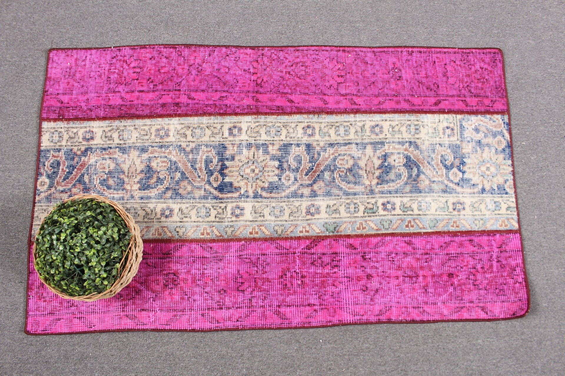 Banyo Halısı, Mutfak Halısı, Mutfak Halıları, 2,4x4 ft Küçük Halı, Fas Halısı, Türk Halısı, Vintage Halı, Pembe Ev Dekor Halıları, Çocuk Halısı