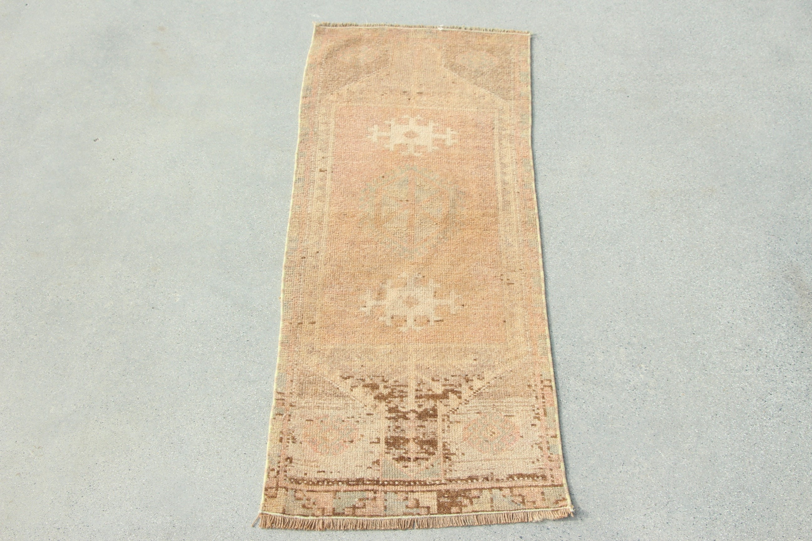 Vintage Halı, Türk Halıları, Yer Halısı, Ev Dekorasyonu Halıları, Mutfak Halısı, Lüks Halılar, Bronz 1.3x3.6 ft Küçük Halı, Kapı Paspası Halıları