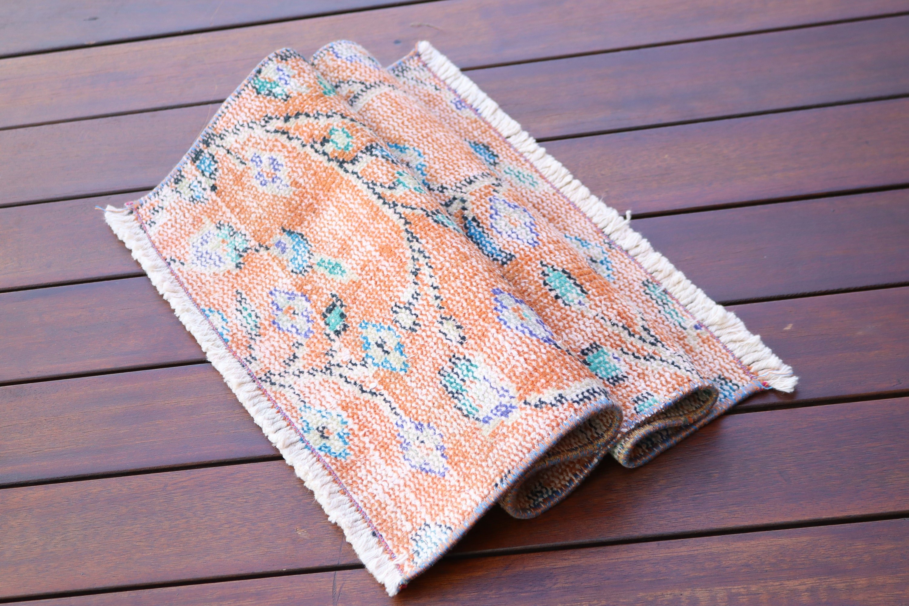 Luxury Rug, Orange Floor Rugs, Bath Rugs, Vintage Rugs, Small Boho Rugs, Boho Rug, Turkish Rug, Rugs for Car Mat, 1.5x2.3 ft Small Rugs