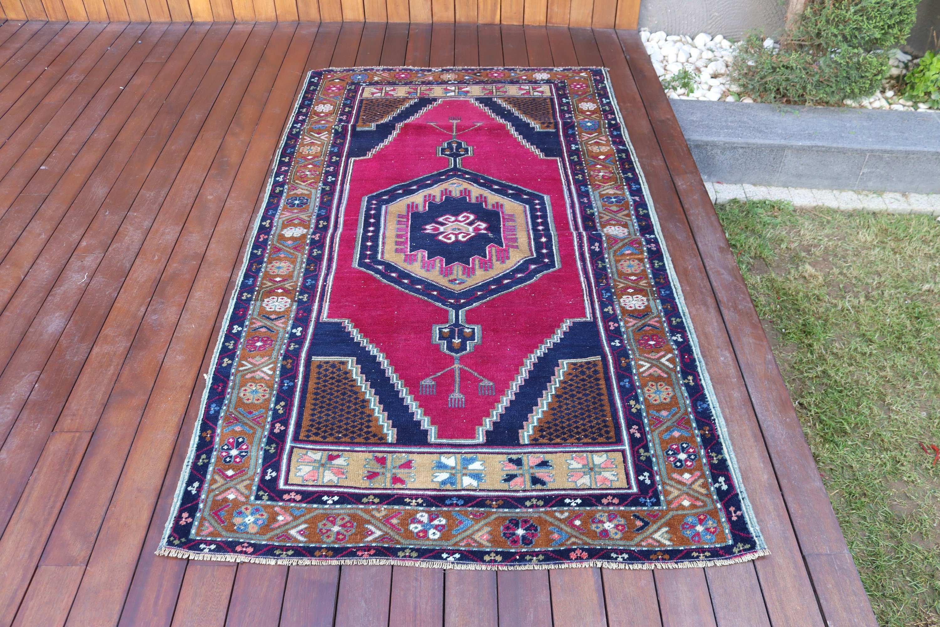 Kitchen Rug, Anatolian Rug, Vintage Rug, Tribal Rugs, Bedroom Rugs, Pink Modern Rugs, Turkish Rug, Vintage Area Rugs, 3.7x6.6 ft Area Rug