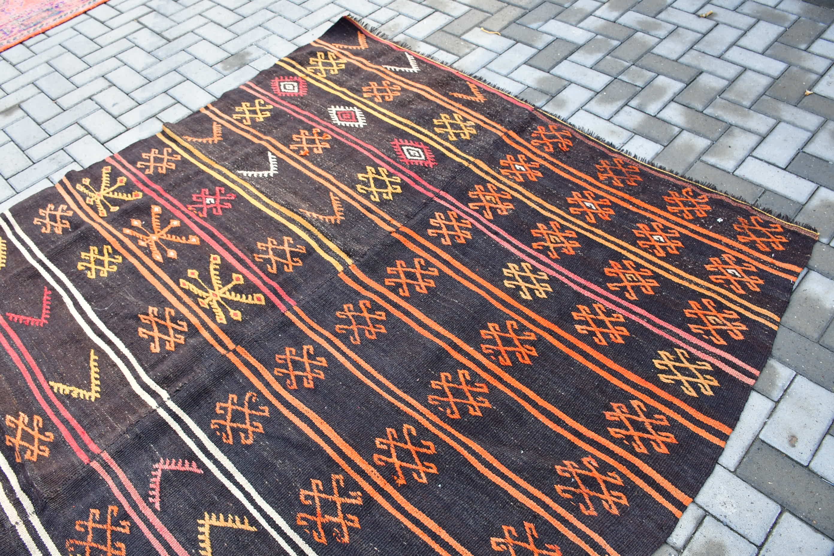 Oriental Rug, 6.5x10.9 ft Oversize Rug, Black Oriental Rugs, Tribal Rug, Living Room Rugs, Vintage Rug, Turkish Rugs, Home Decor Rug, Kilim