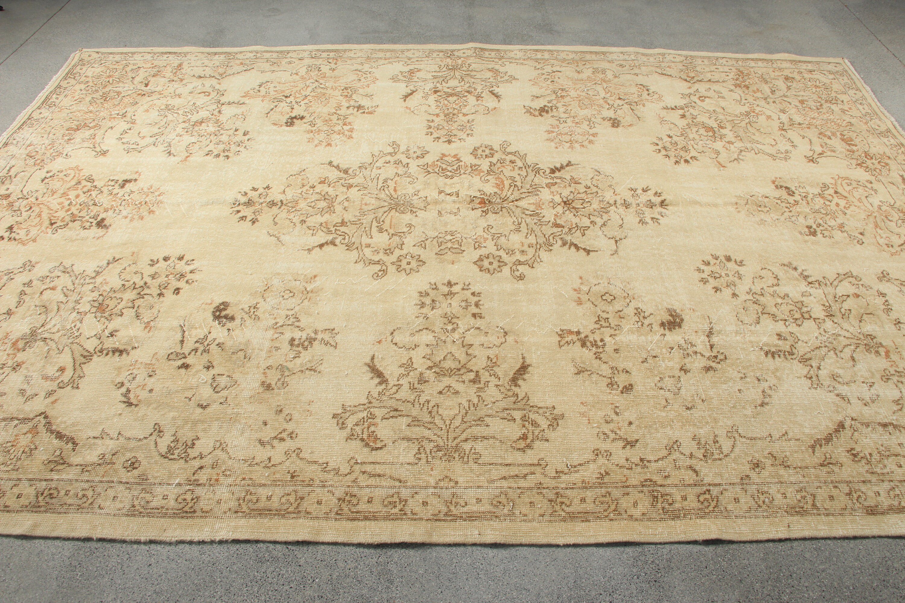 Anatolian Rug, Beige Home Decor Rugs, Bedroom Rug, Turkish Rug, 6.9x10.2 ft Oversize Rugs, Vintage Rugs, Living Room Rug, Salon Rugs