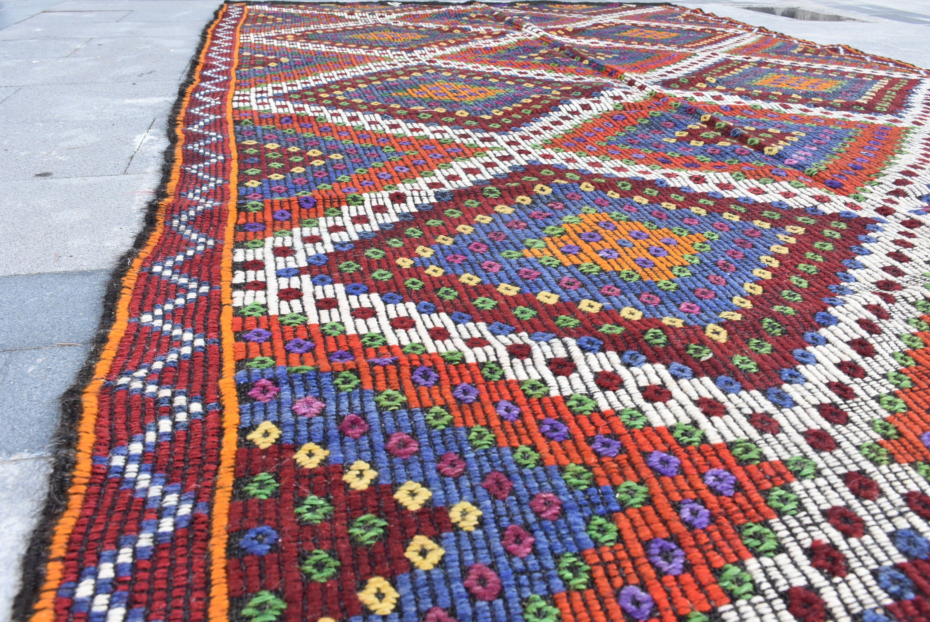 183x311 cm Salon Kilim, Rengarenk Oryantal Kilim, Türk Kilim, Oturma odası Kilim, Uşak Kilim, Oturma odası Kilim, Salon Kilim, Salon Kilim