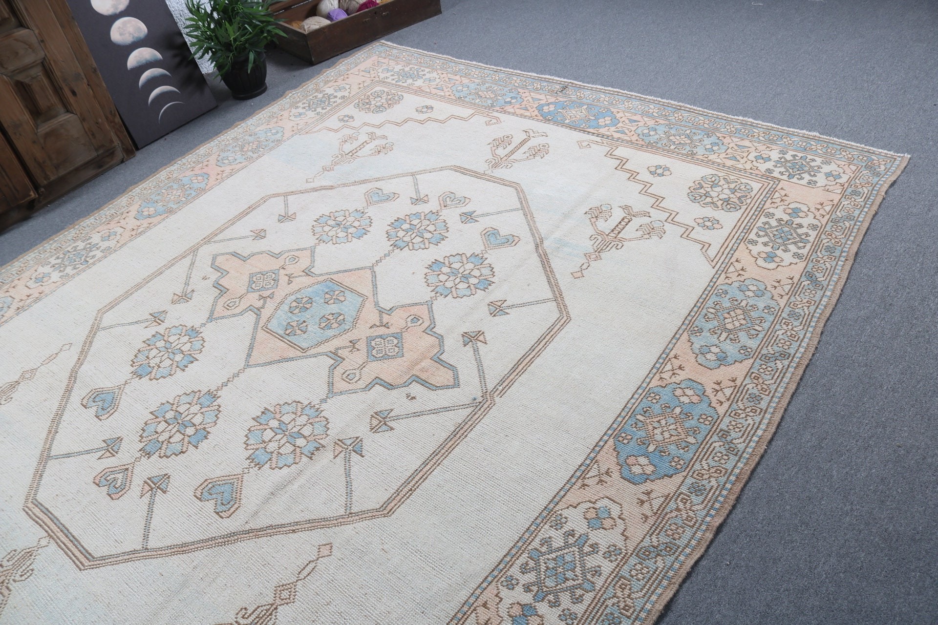 Beige Flatweave Rugs, Vintage Rug, Turkish Rug, 7.5x10.2 ft Oversize Rug, Neutral Rug, Living Room Rug, Dining Room Rug