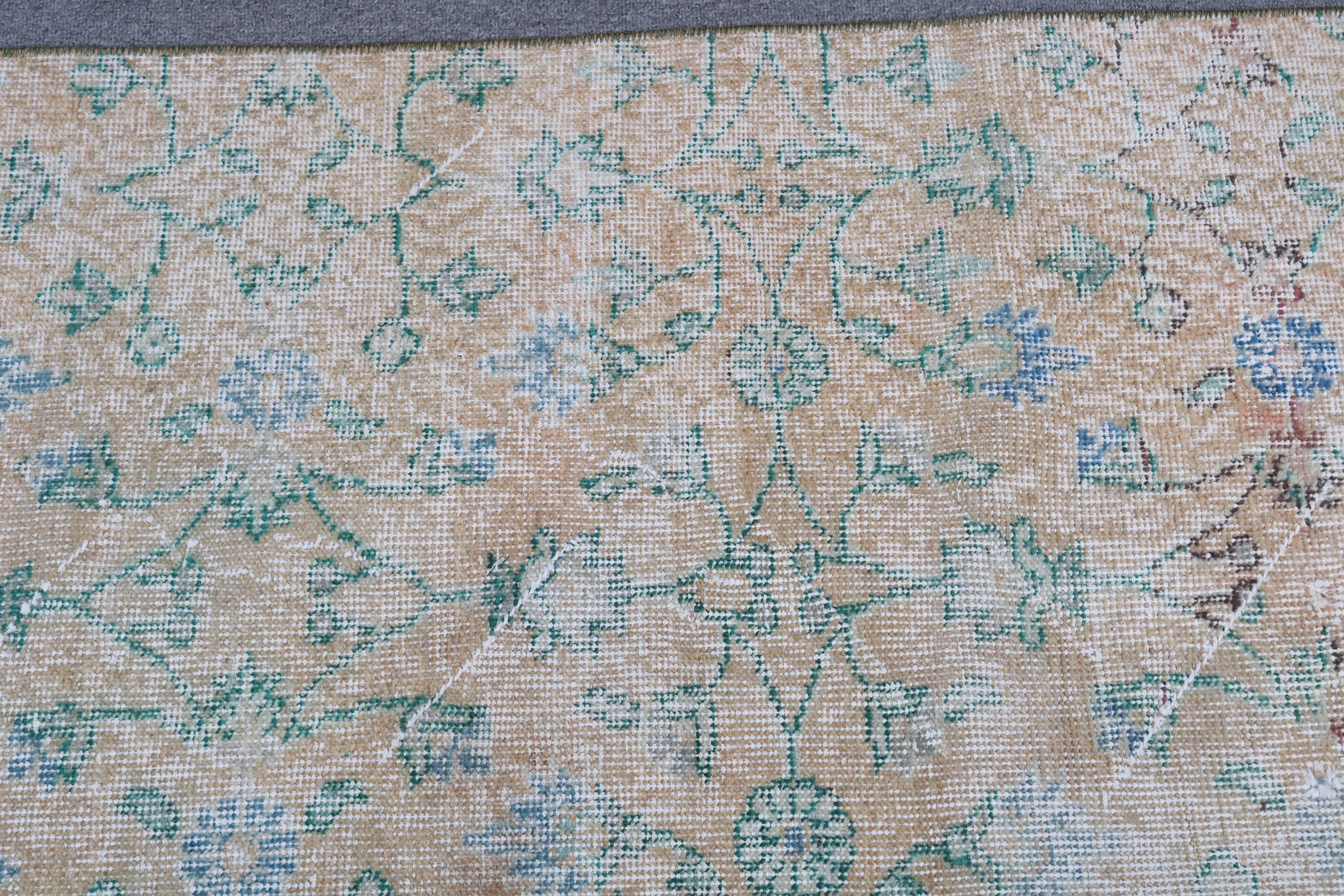 Vintage Halı, Türk Halısı, Mutfak Halısı, Turuncu El Dokuma Halılar, Vintage Yolluk Halısı, 1.9x6.3 ft Yolluk Halıları, Geometrik Halı, Antika Halı