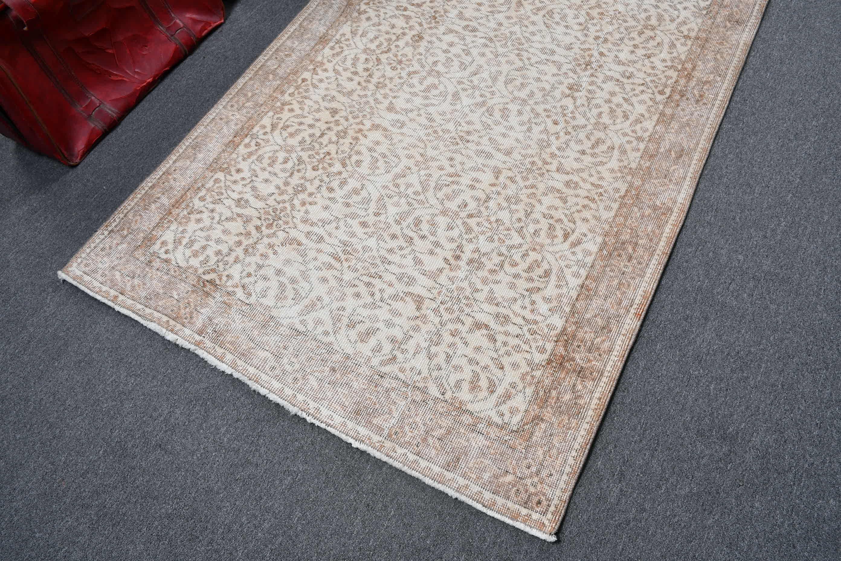 Antique Rug, Turkish Rugs, 3.8x6.8 ft Area Rugs, Nursery Rugs, Vintage Rug, Kitchen Rugs, Rugs for Indoor, Beige Wool Rugs