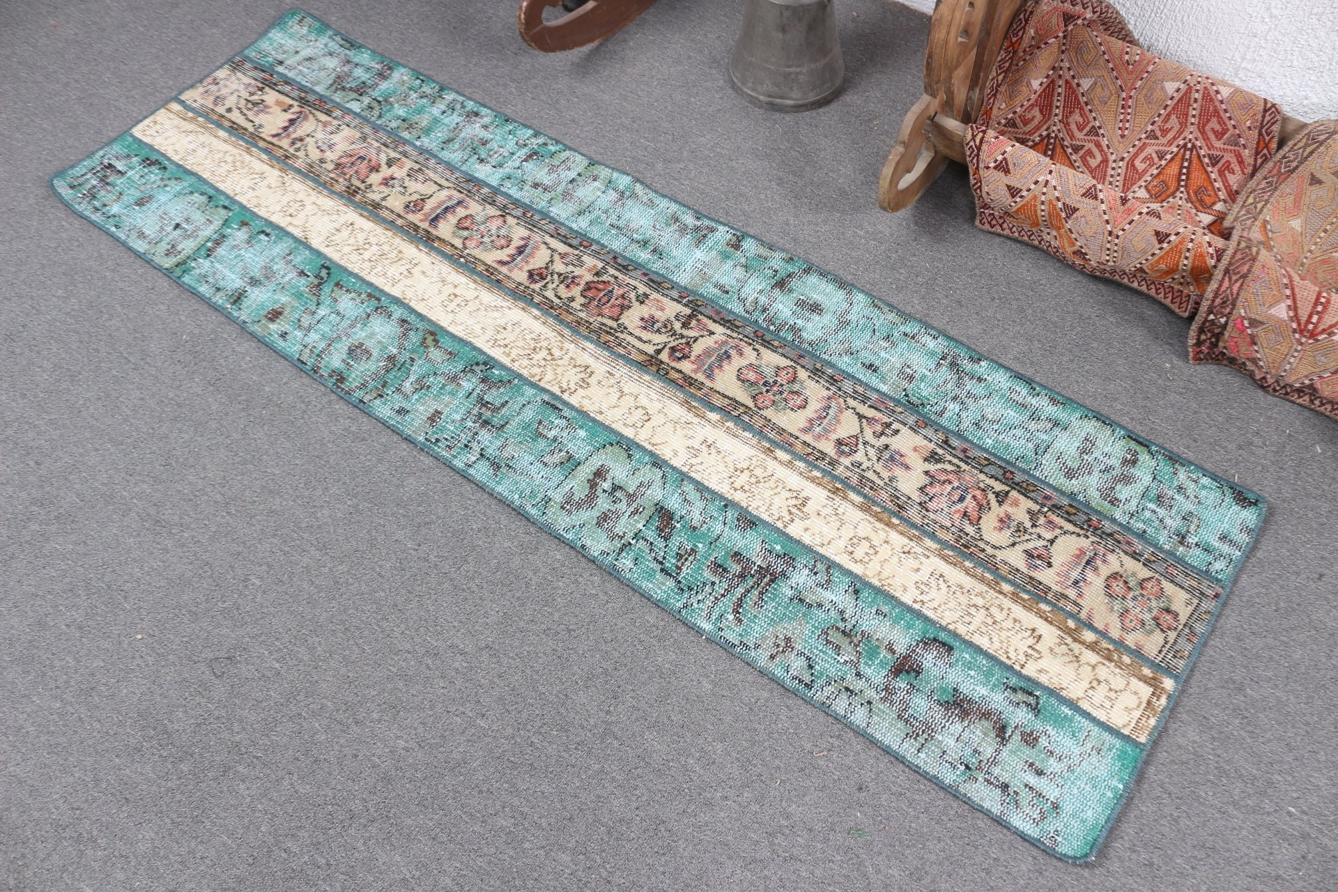 Green Anatolian Rugs, 1.9x6.1 ft Runner Rugs, Vintage Rug, Bedroom Rug, Hallway Rugs, Pastel Rug, Turkish Rug, Antique Rugs, Rugs for Stair