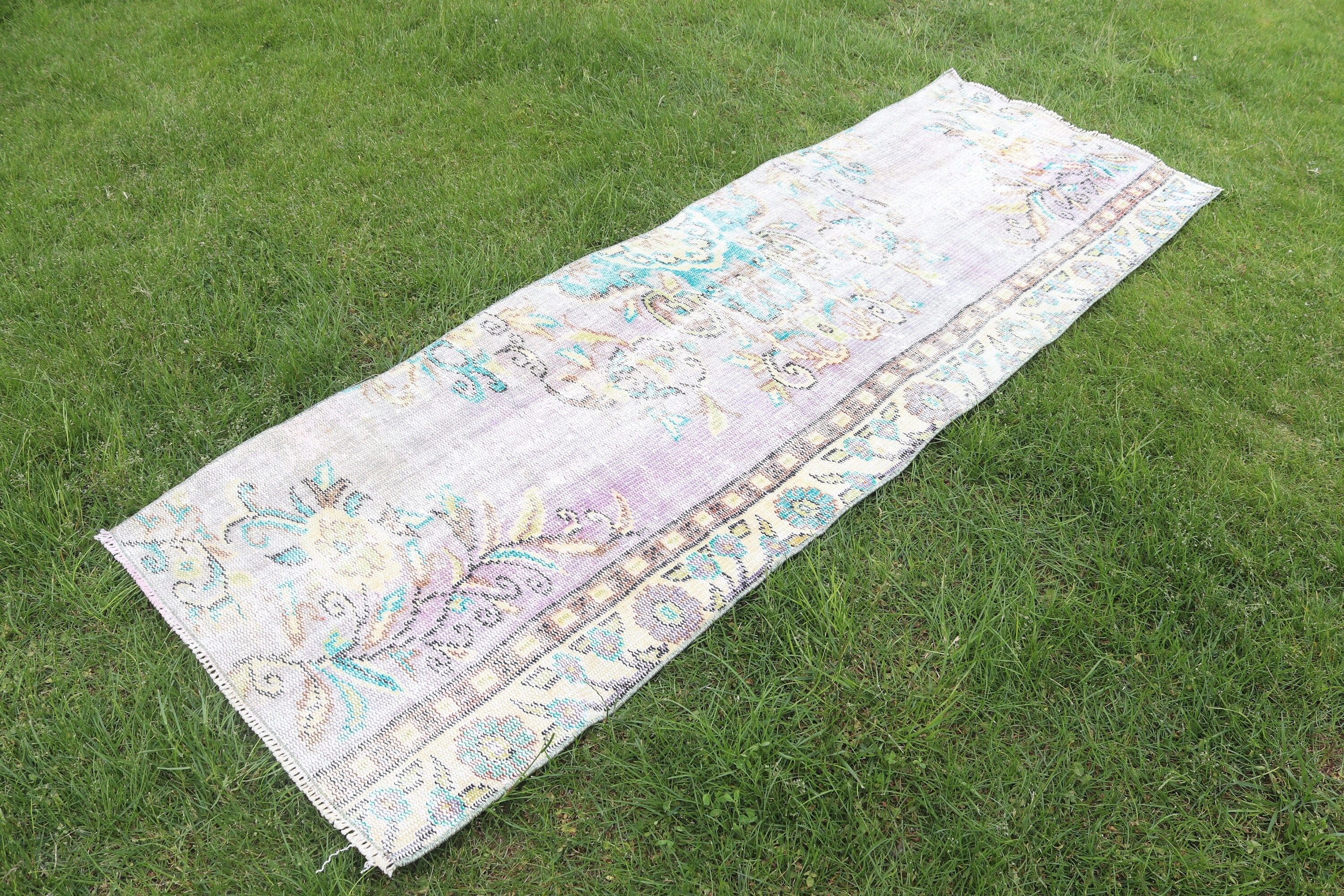 2.5x7.4 ft Runner Halı, Bej Fas Halıları, Modern Halılar, Türk Halısı, Vintage Halı, Koridor Halısı, Merdiven Halıları, Düz Dokuma Halı, Nötr Halı