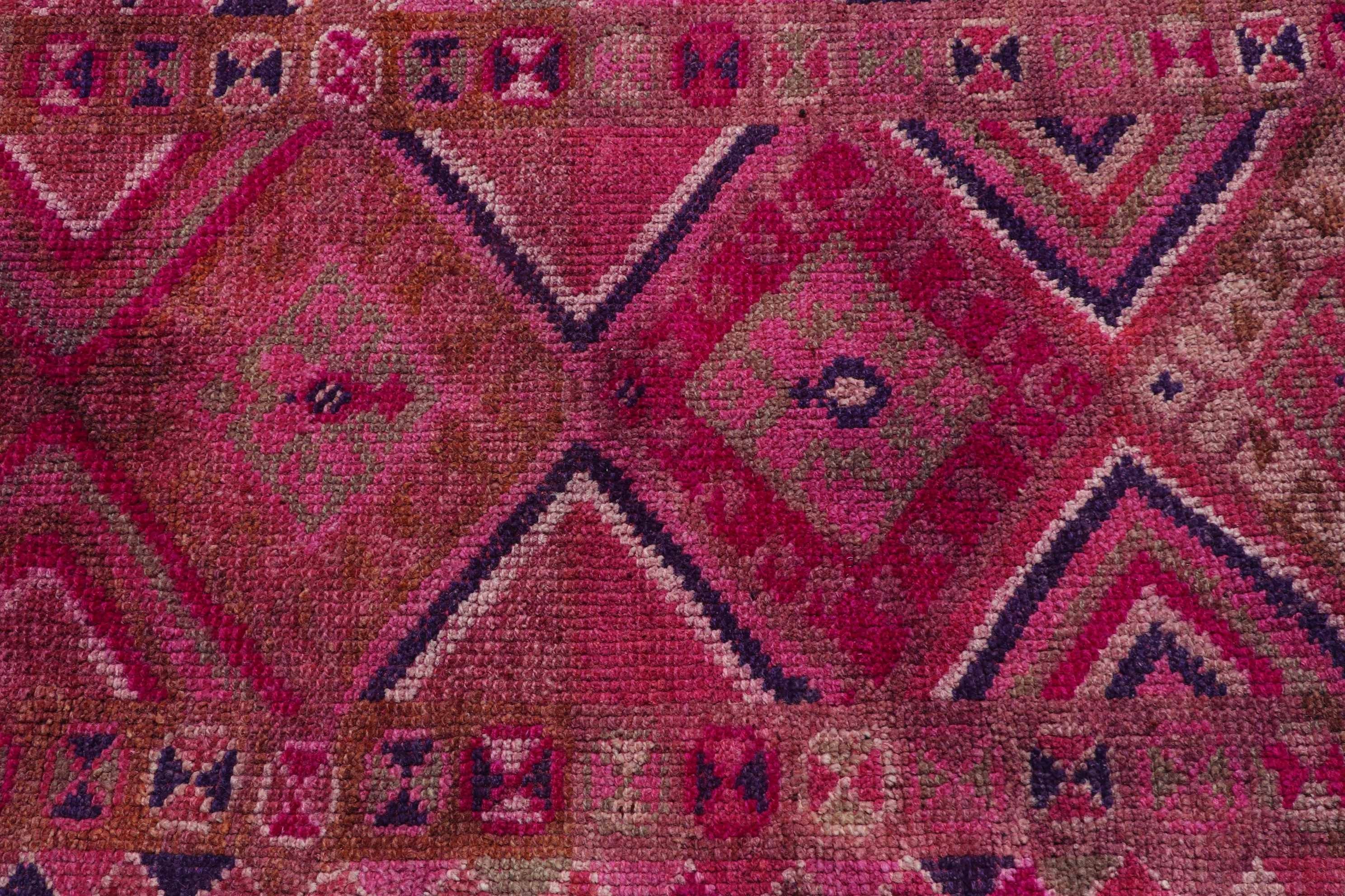 2.8x10.1 ft Runner Rug, Pink Moroccan Rug, Pastel Rugs, Hallway Rugs, Wool Rugs, Vintage Rug, Corridor Rugs, Turkish Rug, Home Decor Rug