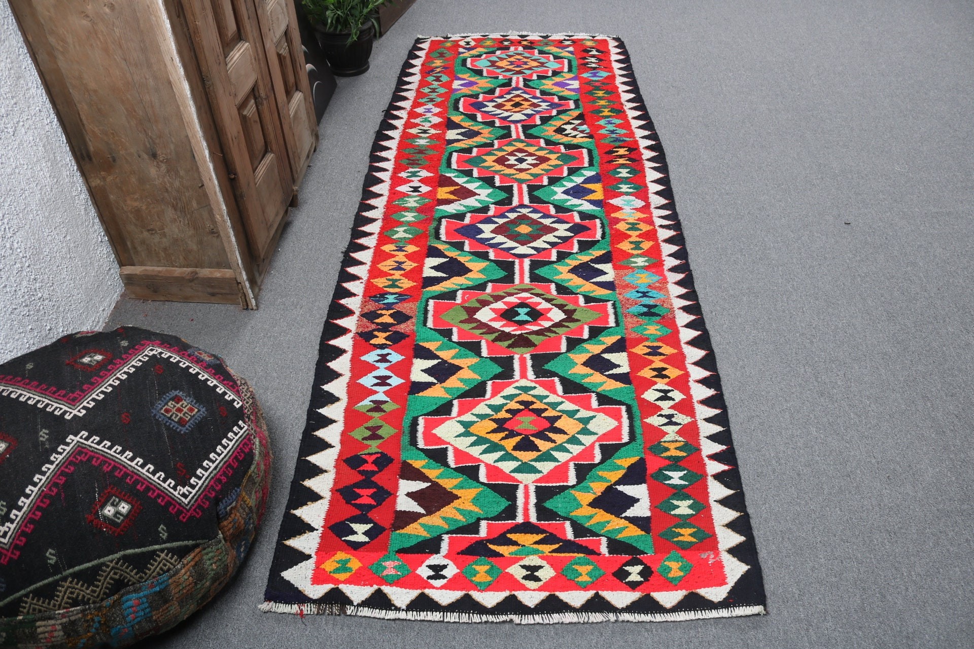 Corridor Rugs, 3.1x8.4 ft Runner Rug, Vintage Rugs, Hallway Rug, Turkish Rug, Aztec Rug, Oriental Rugs, Rainbow Statement Rug