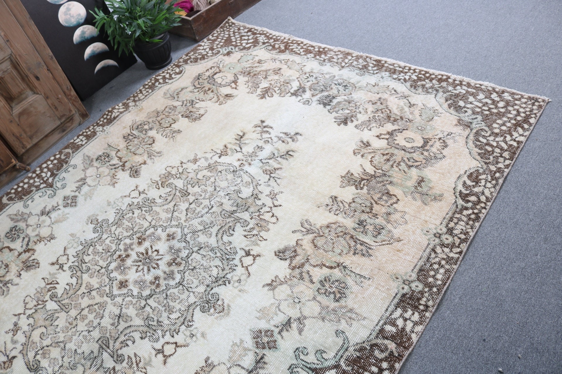 Wool Rugs, Rugs for Salon, Neutral Rug, Vintage Rug, Large Boho Rug, 6x9.2 ft Large Rug, Beige Statement Rug, Turkish Rug, Dining Room Rug