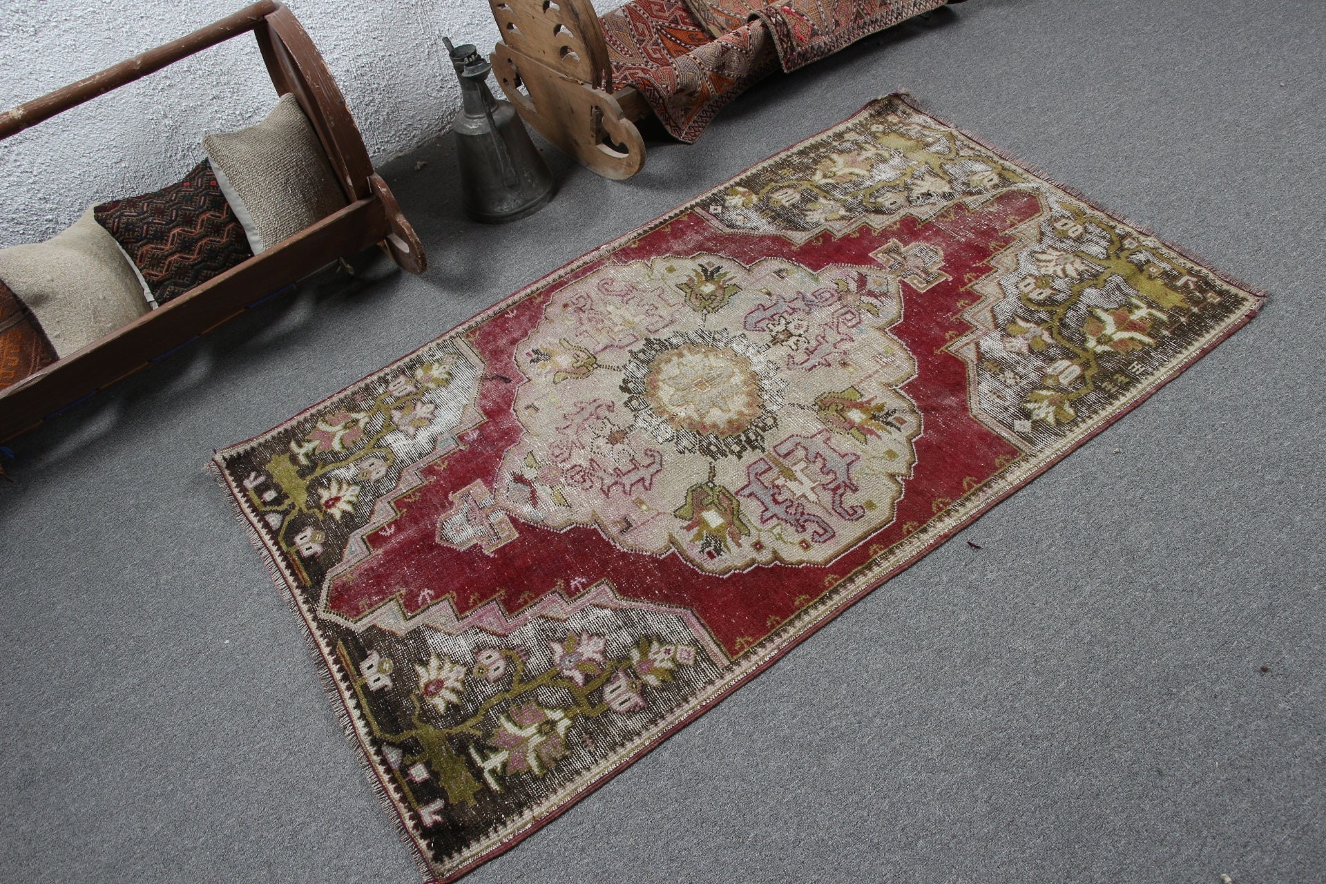 Purple Anatolian Rug, Rugs for Entry, Bedroom Rugs, 3.1x5 ft Accent Rug, Cool Rugs, Entry Rug, Turkish Rug, Vintage Rug, Kitchen Rug