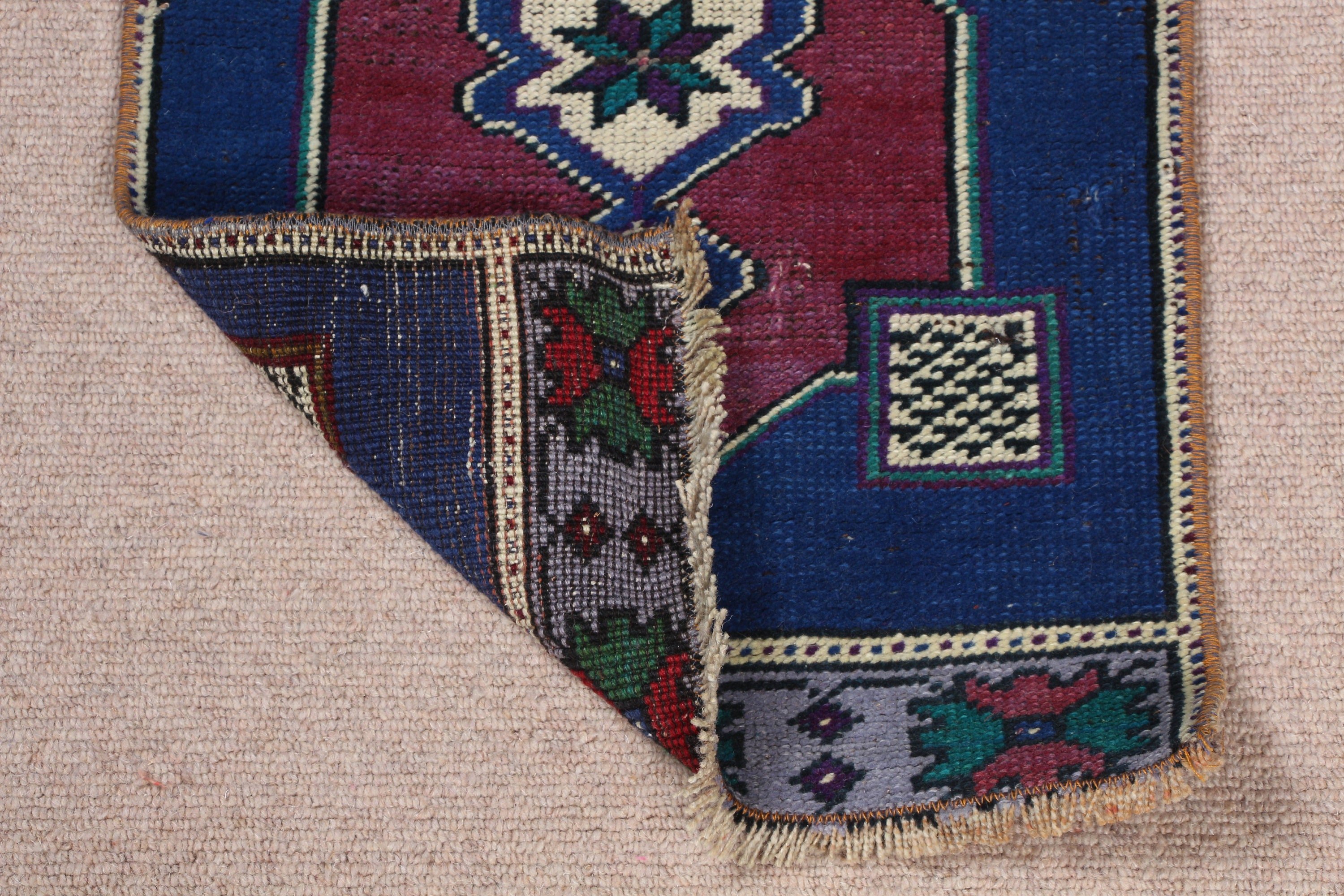Vintage Rug, Bath Rugs, 1.3x3.6 ft Small Rug, Turkish Rug, Rugs for Car Mat, Blue Kitchen Rugs, Moroccan Rug, Nursery Rug, Oriental Rug