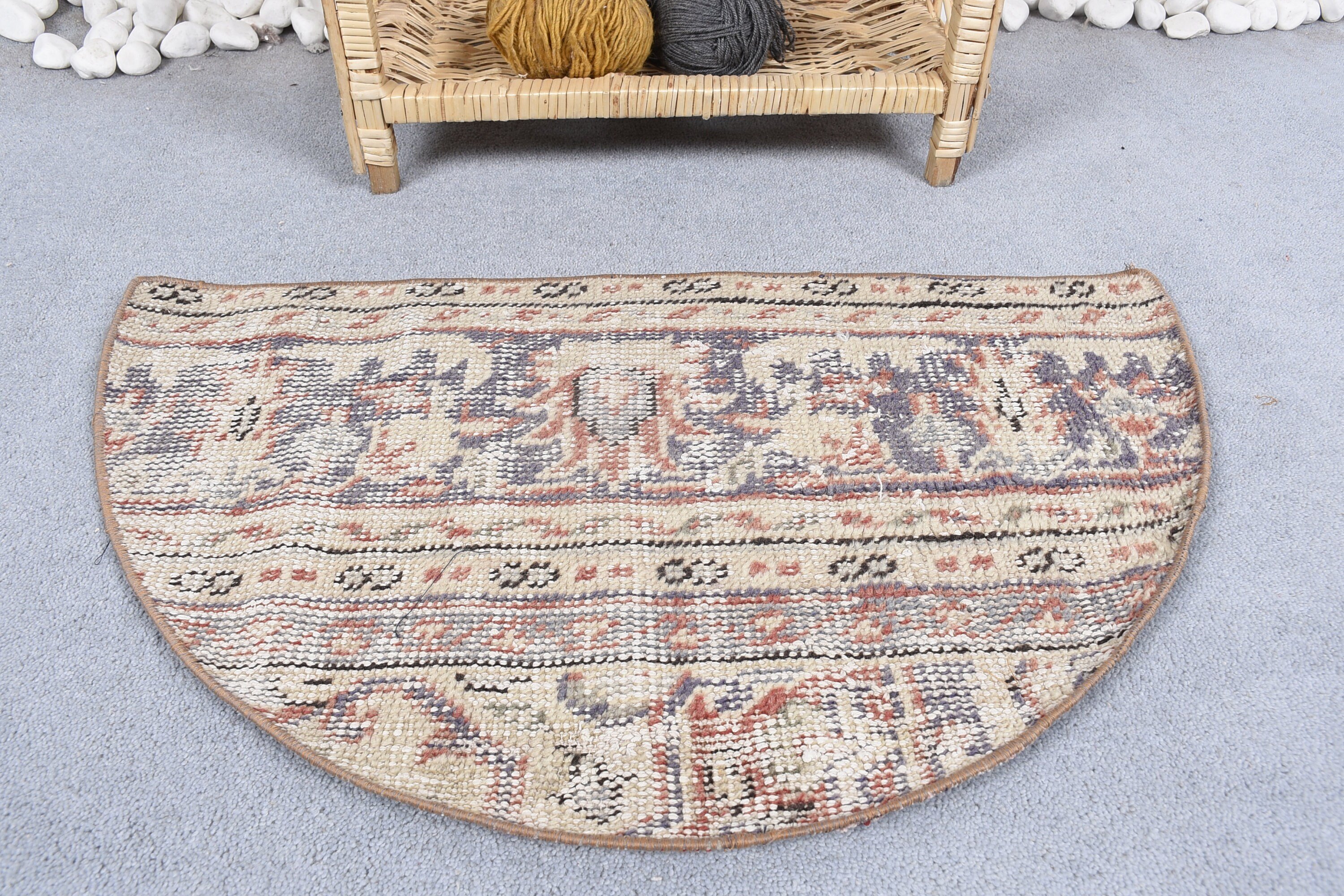 Kitchen Rug, Vintage Rugs, Entry Rug, Rugs for Door Mat, Turkish Rug, Bathroom Rugs, Beige  1.5x2.5 ft Small Rug, Wool Rug