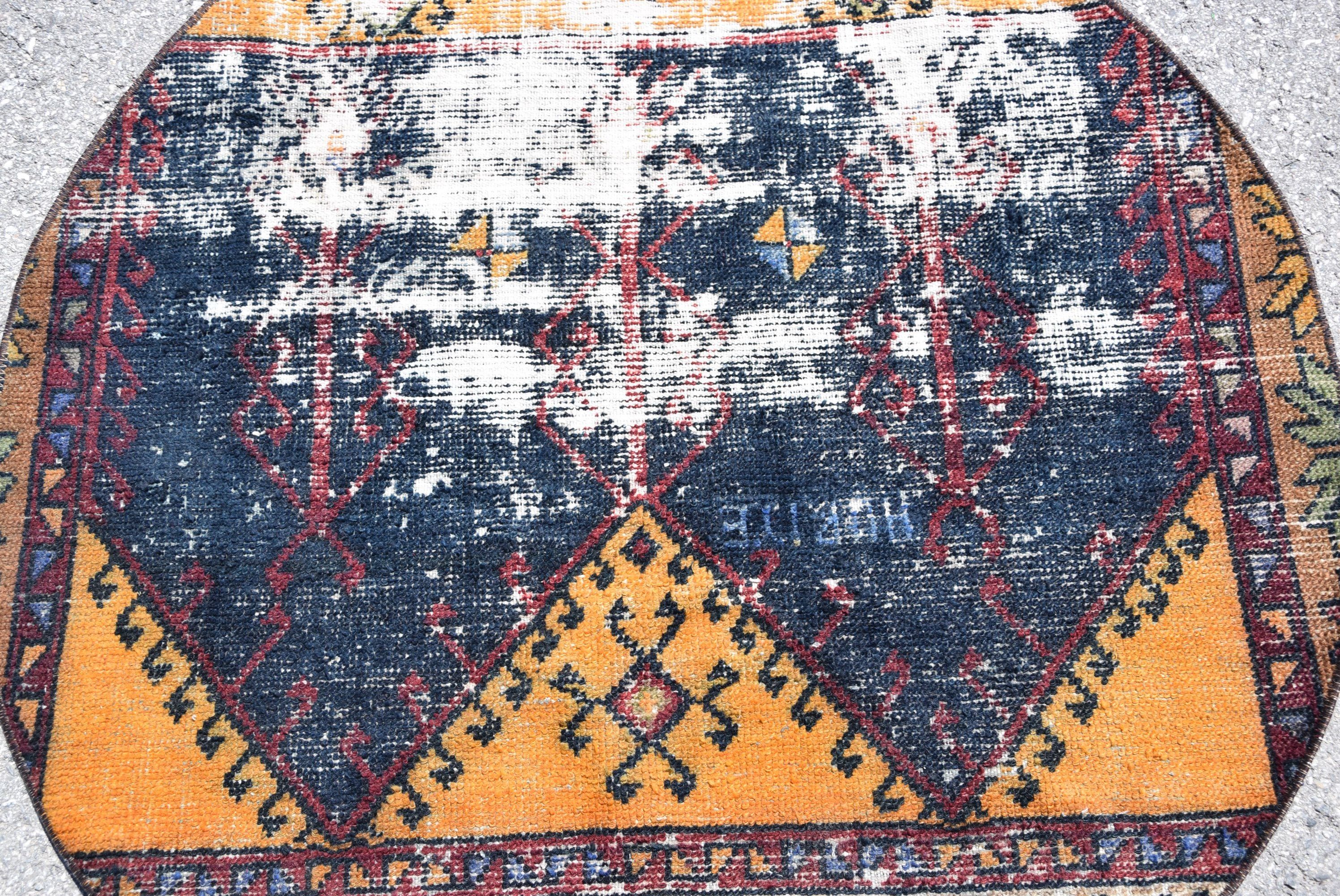 Floor Rug, Vintage Rug, 3.6x3.6 ft Small Rugs, Turkish Rug, Art Rug, Kitchen Rug, Rugs for Kitchen, Bath Rug, Blue Anatolian Rugs, Cool Rug