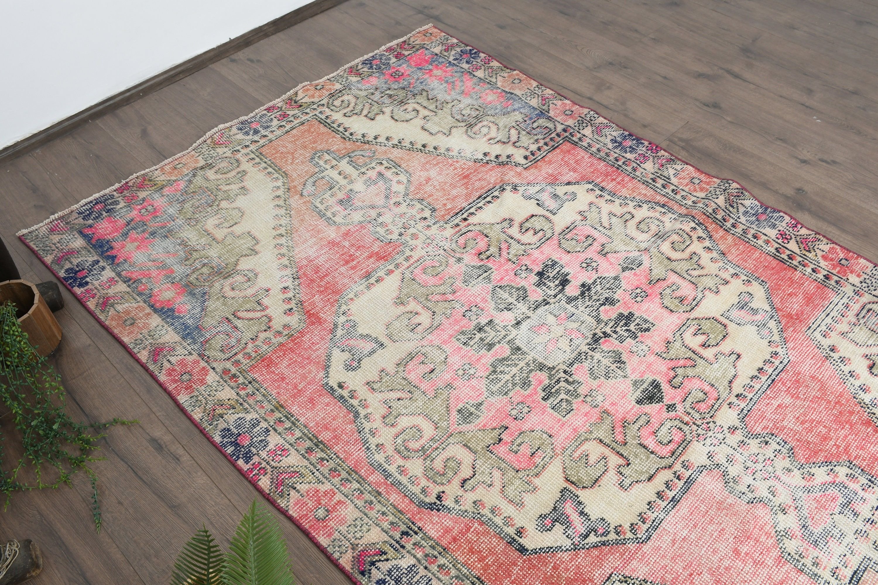 Turkish Rug, Indoor Rug, Living Room Rugs, Rugs for Nursery, Floor Rug, 4.2x7.1 ft Area Rugs, Vintage Rugs, Cool Rug, Pink Home Decor Rugs