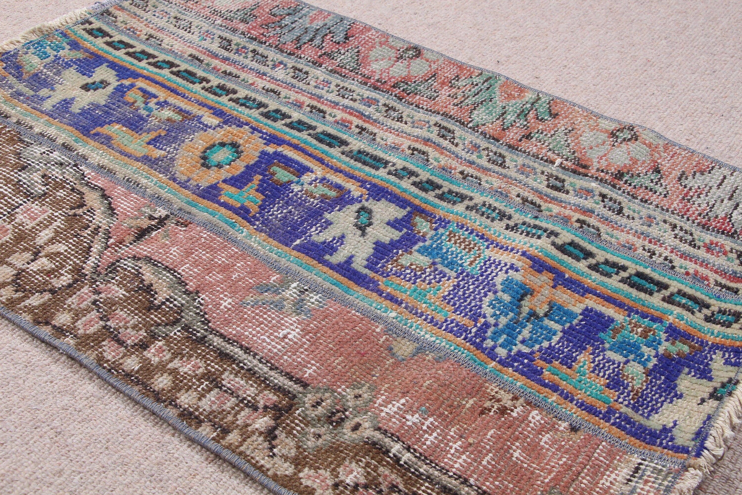 Oushak Halı, Banyo Halıları, 1.7x2.5 ft Küçük Halılar, Çocuk Halısı, Giriş Halısı, Mavi Fas Halısı, Vintage Halı, Türk Halısı, Ev Dekorasyonu Halısı