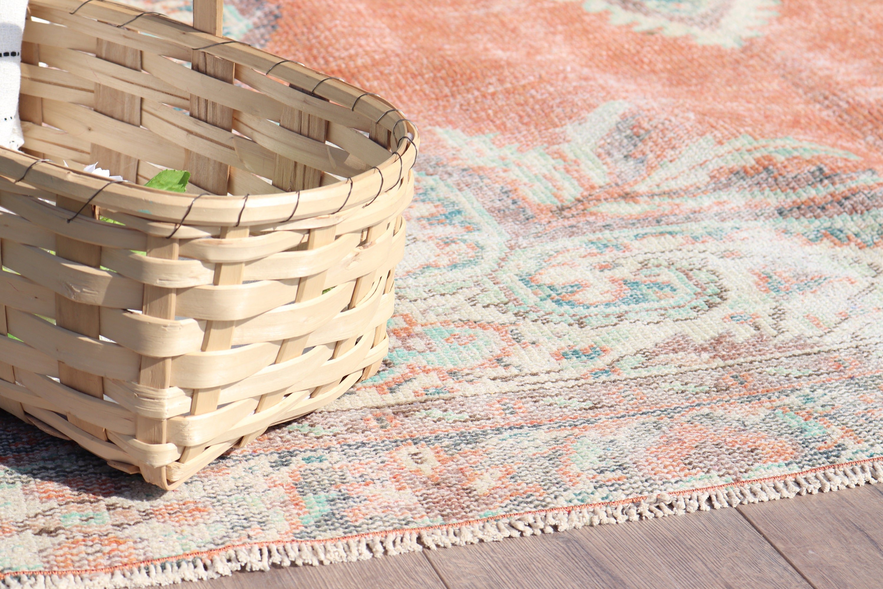 Dining Room Rugs, Home Decor Rug, Anatolian Rug, Turkish Rugs, 5.3x8.2 ft Large Rugs, Orange Geometric Rug, Vintage Rug, Large Boho Rugs