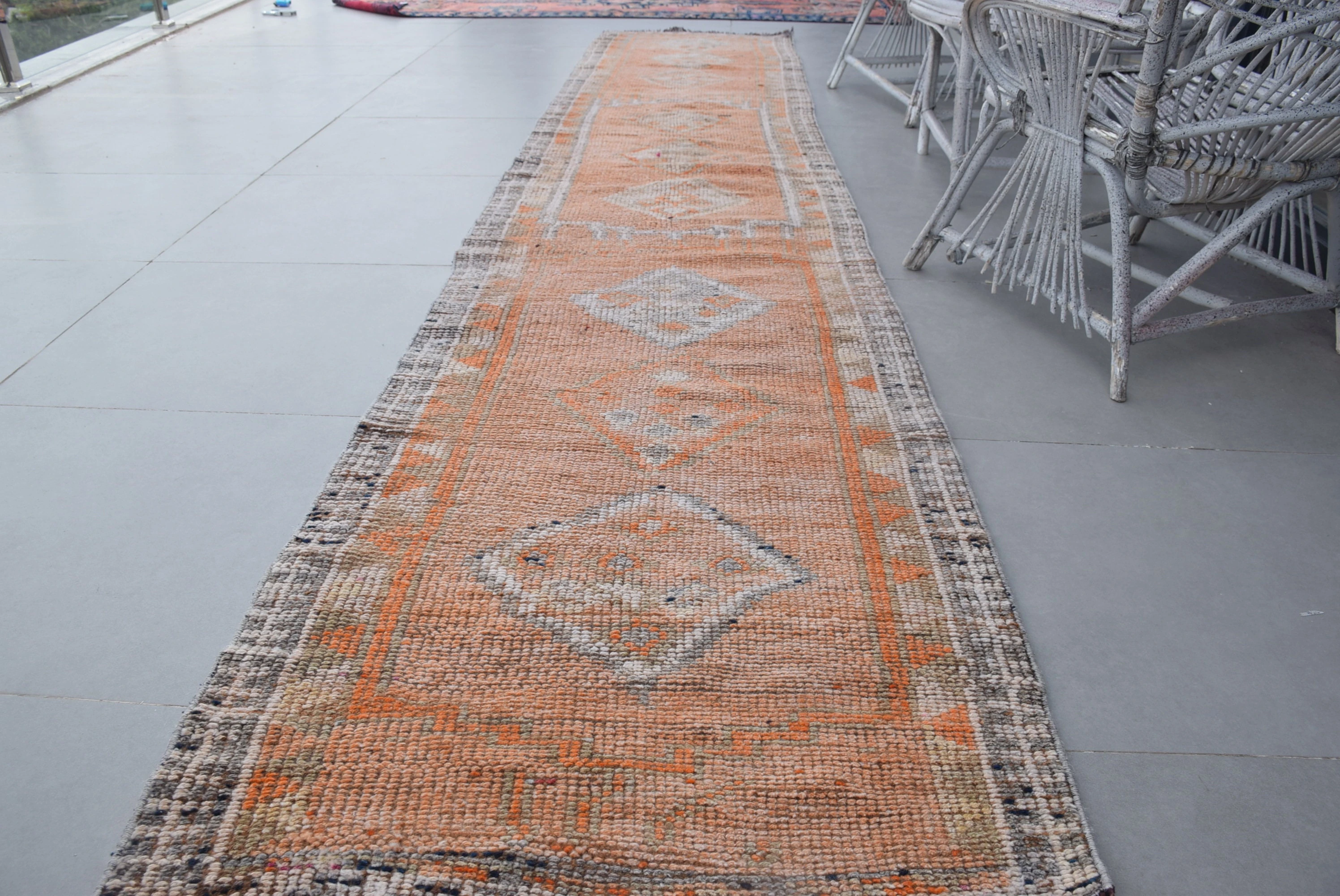 Pale Rugs, Vintage Rug, Antique Rug, Home Decor Rug, Turkish Rugs, 2.7x13.5 ft Runner Rugs, Corridor Rug, Orange Moroccan Rug, Hallway Rugs