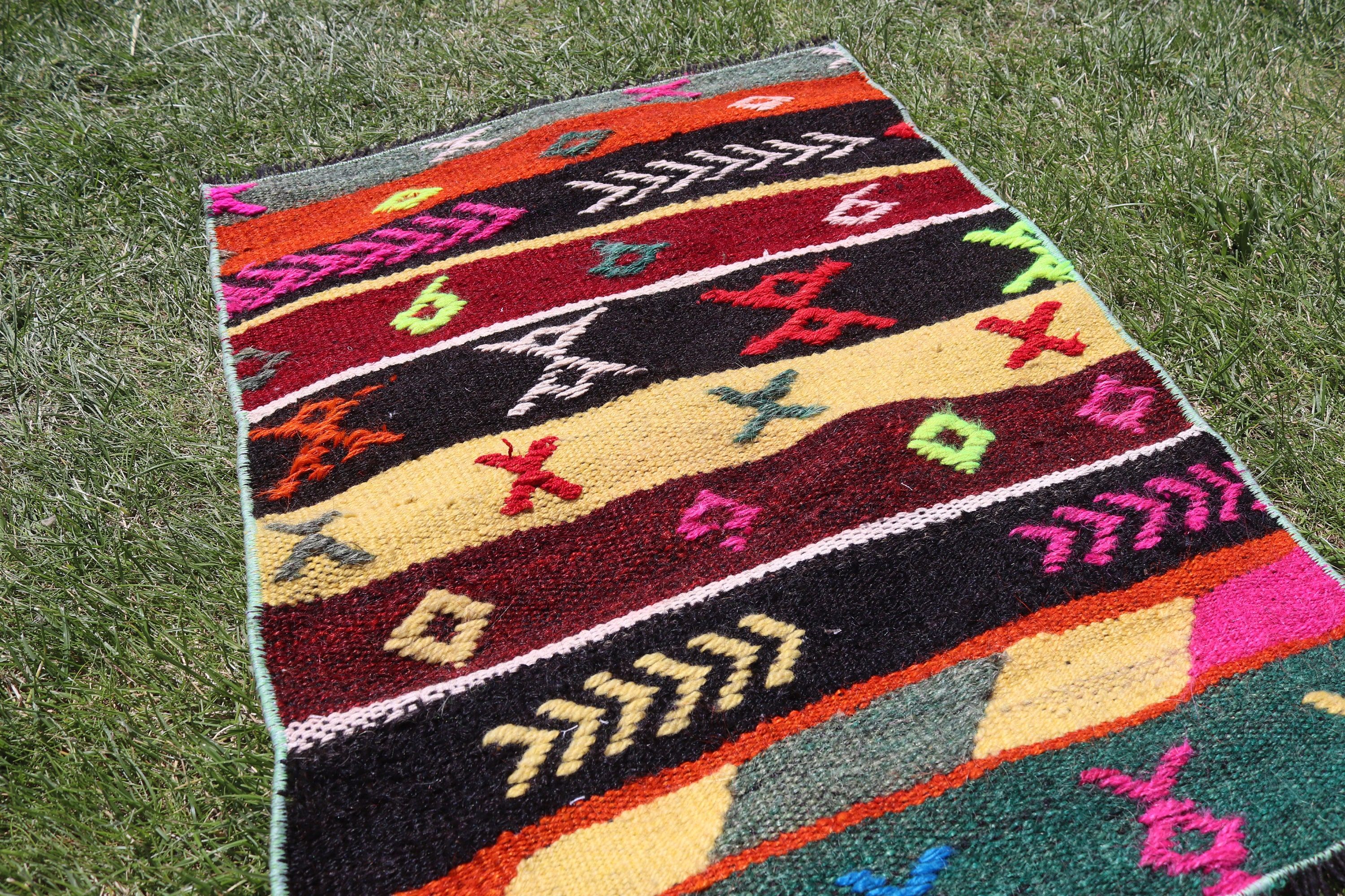 1.7x2.3 ft Small Rug, Turkish Rug, Entry Rug, Kitchen Rugs, Home Decor Rug, Rainbow Geometric Rug, Kilim, Vintage Rugs, Anatolian Rug