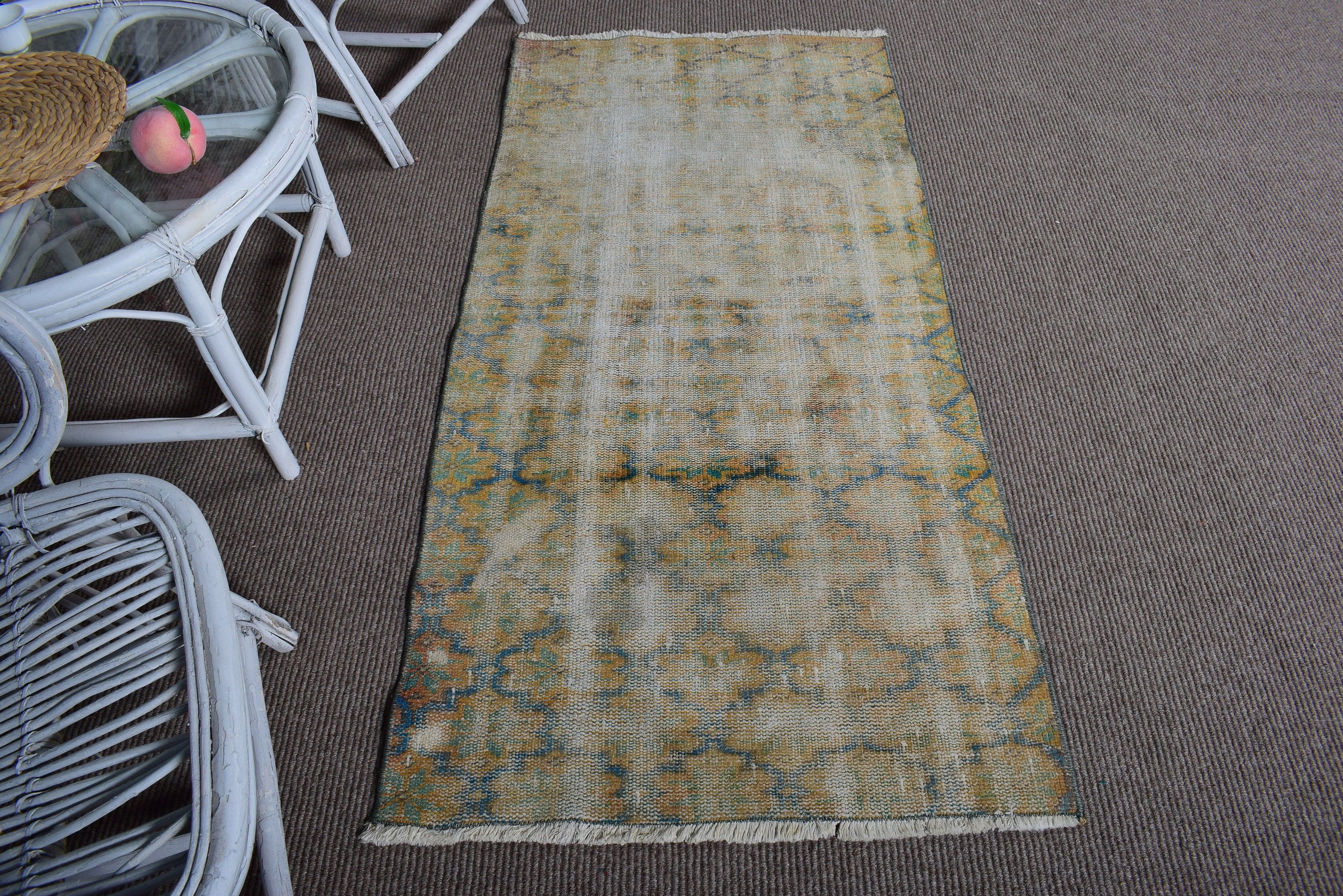 Vintage Rug, Turkish Rug, 2.6x5.3 ft Small Rug, Bedroom Rug, Luxury Rugs, Wall Hanging Rug, Orange Modern Rug, Office Rug