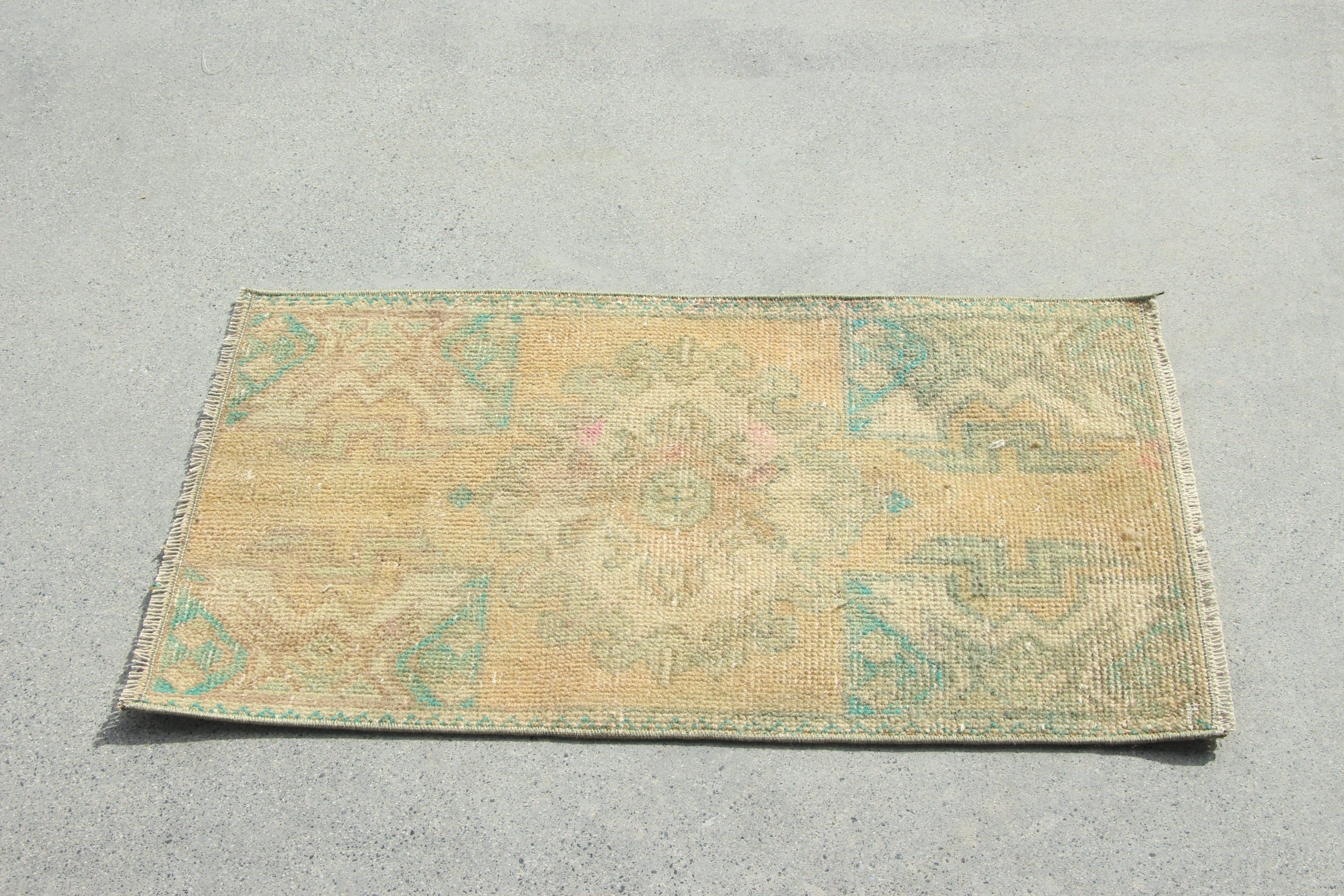 Vintage Halı, Kahverengi Açıklama Halıları, 1.5x2.8 ft Küçük Halılar, Türk Halıları, Araba Paspas Halıları, Geometrik Halı, Yer Halıları, Küçük Boho Halıları