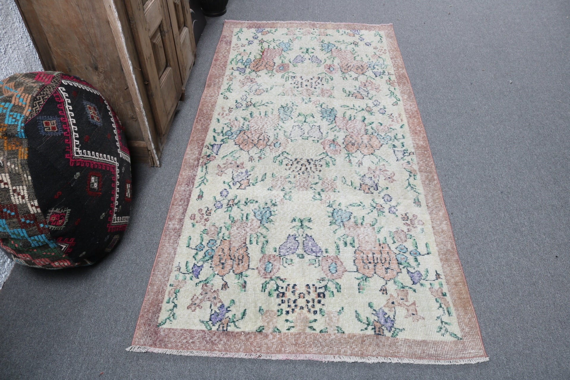 Rugs for Decorative, Cool Rug, Turkish Rug, Green Kitchen Rugs, Boho Accent Rug, Home Decor Rug, 3.4x6.8 ft Accent Rug, Vintage Rug