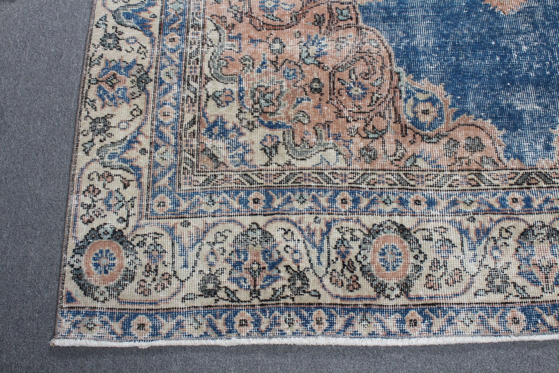 Mavi Mutfak Halıları, 6.1x10 ft Büyük Halı, Yatak Odası Halısı, Türk Halıları, Oturma Odası Halıları, Vintage Halılar, Boho Halıları, Oushak Halıları