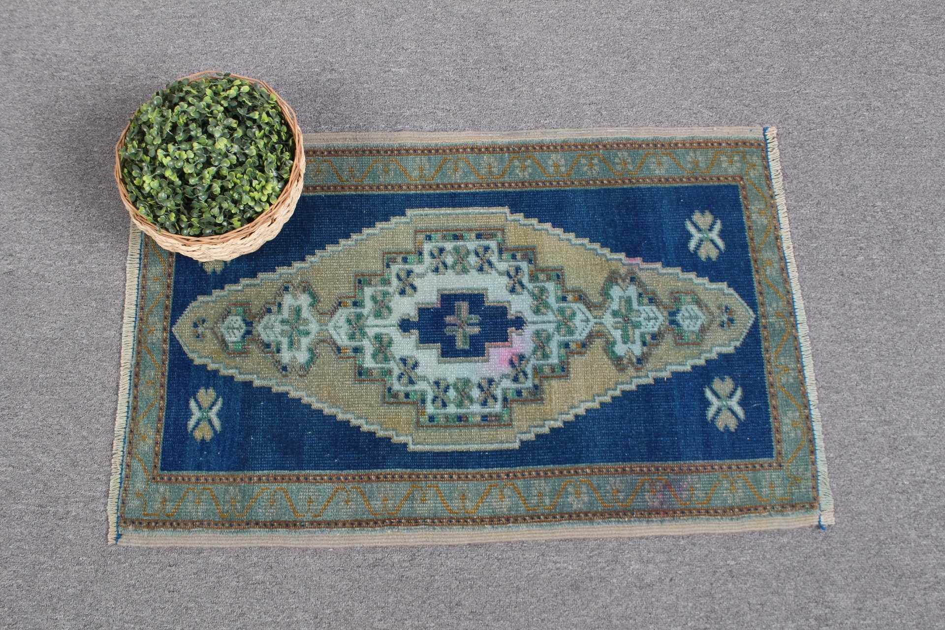 Abstract Rug, Antique Rug, Kitchen Rug, Turkish Rug, Anatolian Rug, Vintage Rug, Nursery Rugs, 1.8x2.8 ft Small Rug, Blue Oriental Rugs