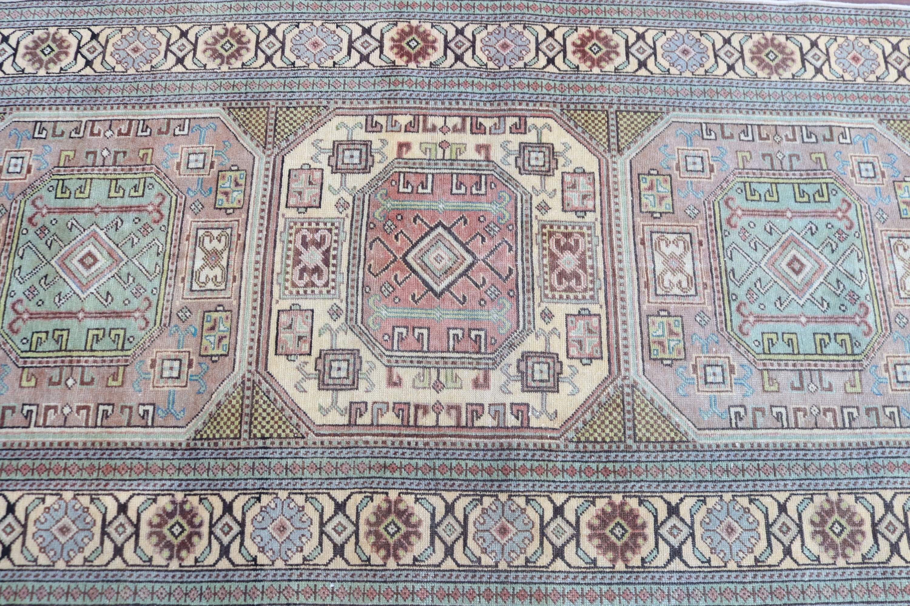 Türk Halıları, Nötr Halı, 3,2x6,3 ft Vurgulu Halılar, Sarı Anadolu Halısı, Dekoratif Halılar, Vintage Halılar, Dekoratif Halı, Düz Dokuma Halılar