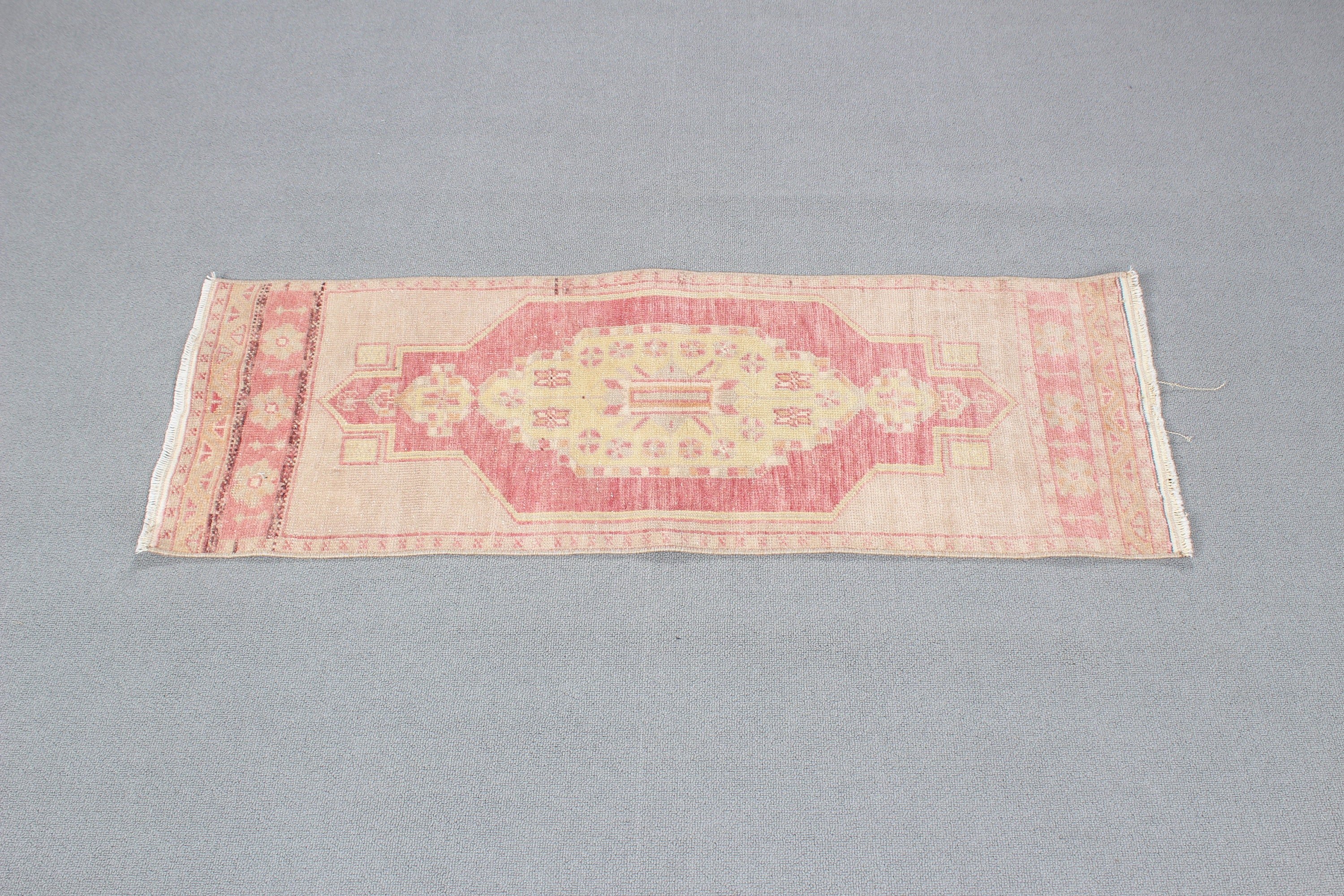 Small Area Rugs, Boho Rug, Rugs for Small Boho, 1.4x3.7 ft Small Rug, Pink Kitchen Rugs, Turkish Rugs, Moroccan Rugs, Vintage Rugs