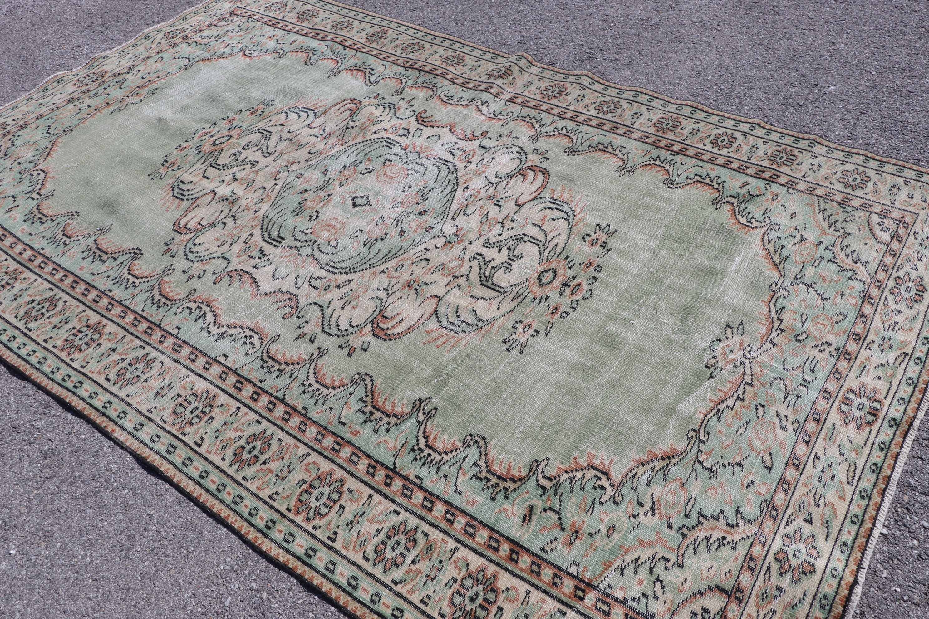 Dining Room Rug, 5.9x9.5 ft Large Rugs, Oushak Rug, Green Home Decor Rug, Art Rug, Moroccan Rug, Bedroom Rugs, Vintage Rugs, Turkish Rugs