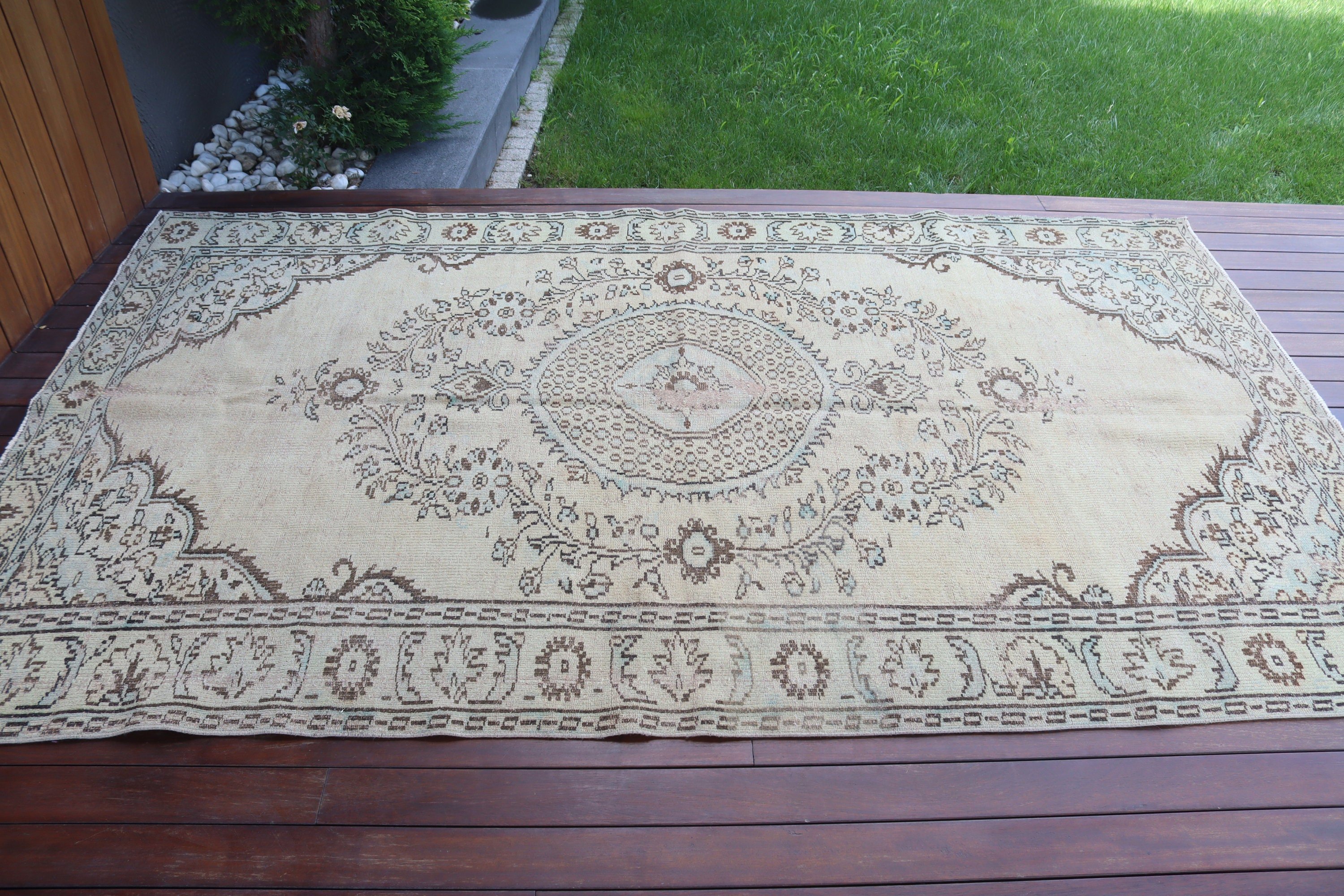 Salon Rug, Beige Floor Rugs, Statement Rugs, Ethnic Rug, Vintage Rug, Luxury Rugs, 5.2x8.4 ft Large Rugs, Living Room Rug, Turkish Rug