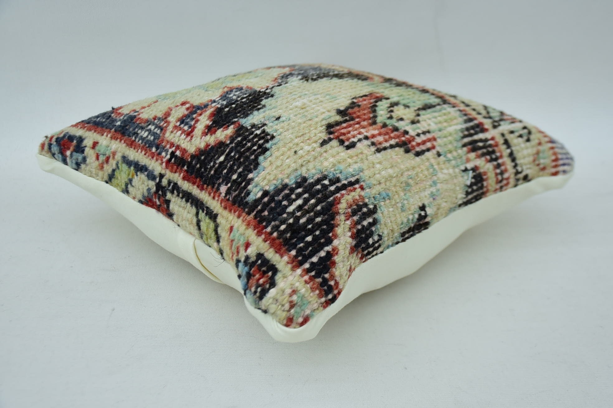 Ethnical Kilim Rug Pillow, Turkish Pillow, Tribal Pillow Case, Vintage Kilim Pillow, 12"x12" Beige Cushion Case