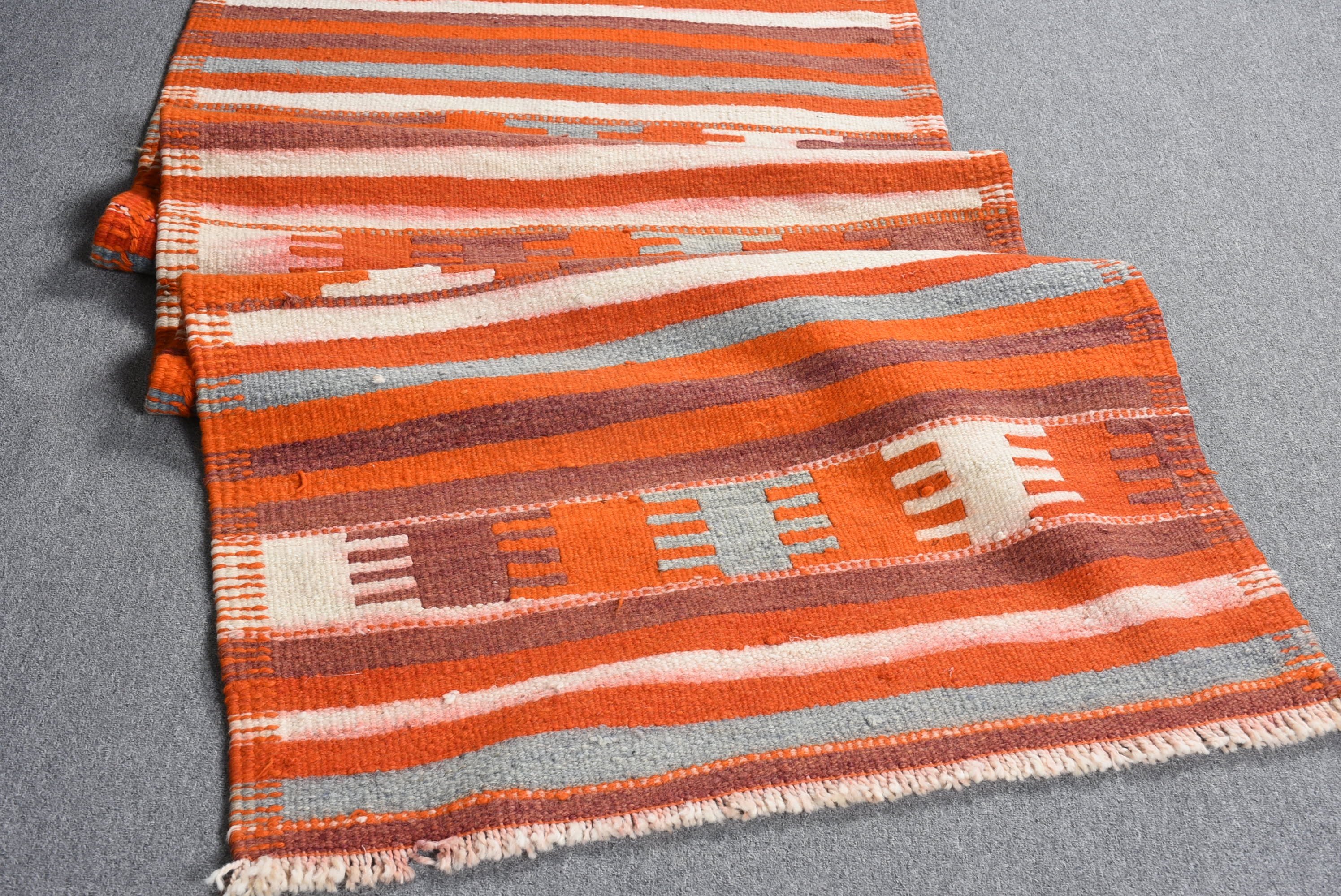 Old Rug, Turkish Rugs, Oushak Rug, Stair Rug, 3.1x9.4 ft Runner Rugs, Hallway Rug, Orange Anatolian Rug, Home Decor Rugs, Vintage Rugs