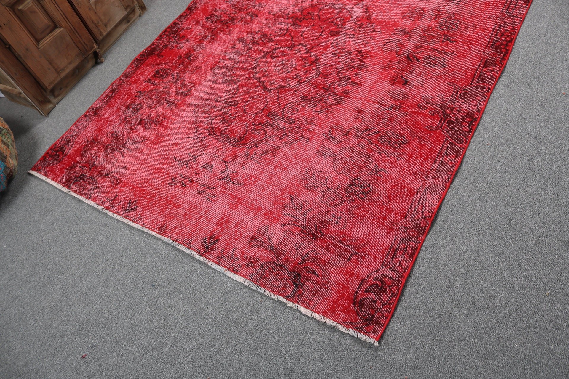 Turkish Rug, 5.4x6 ft Area Rugs, Luxury Rugs, Oushak Area Rug, Antique Rug, Vintage Area Rug, Red Antique Rug, Vintage Rug, Home Decor Rugs