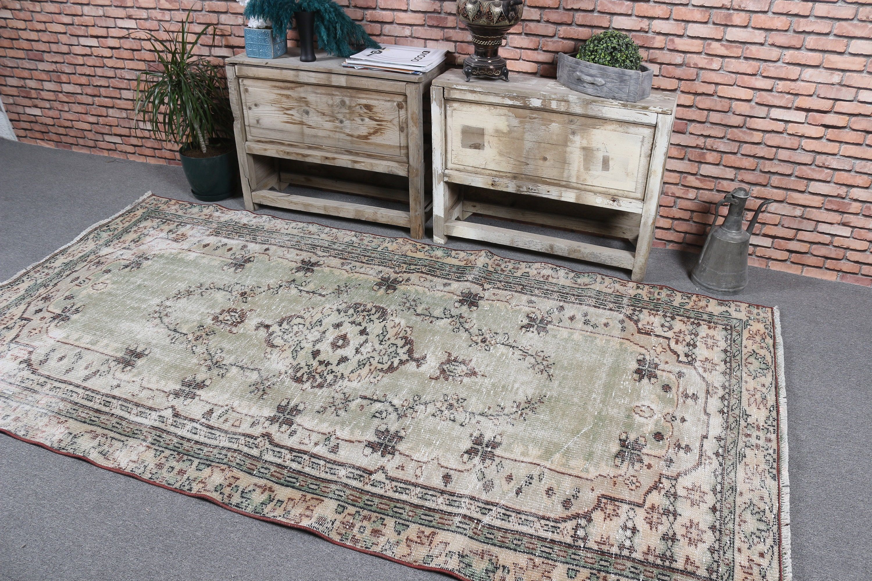 Old Rugs, Turkish Rugs, Vintage Rugs, 4.5x8.5 ft Area Rugs, Nursery Rug, Home Decor Rug, Oriental Rug, Living Room Rug, Green Floor Rugs