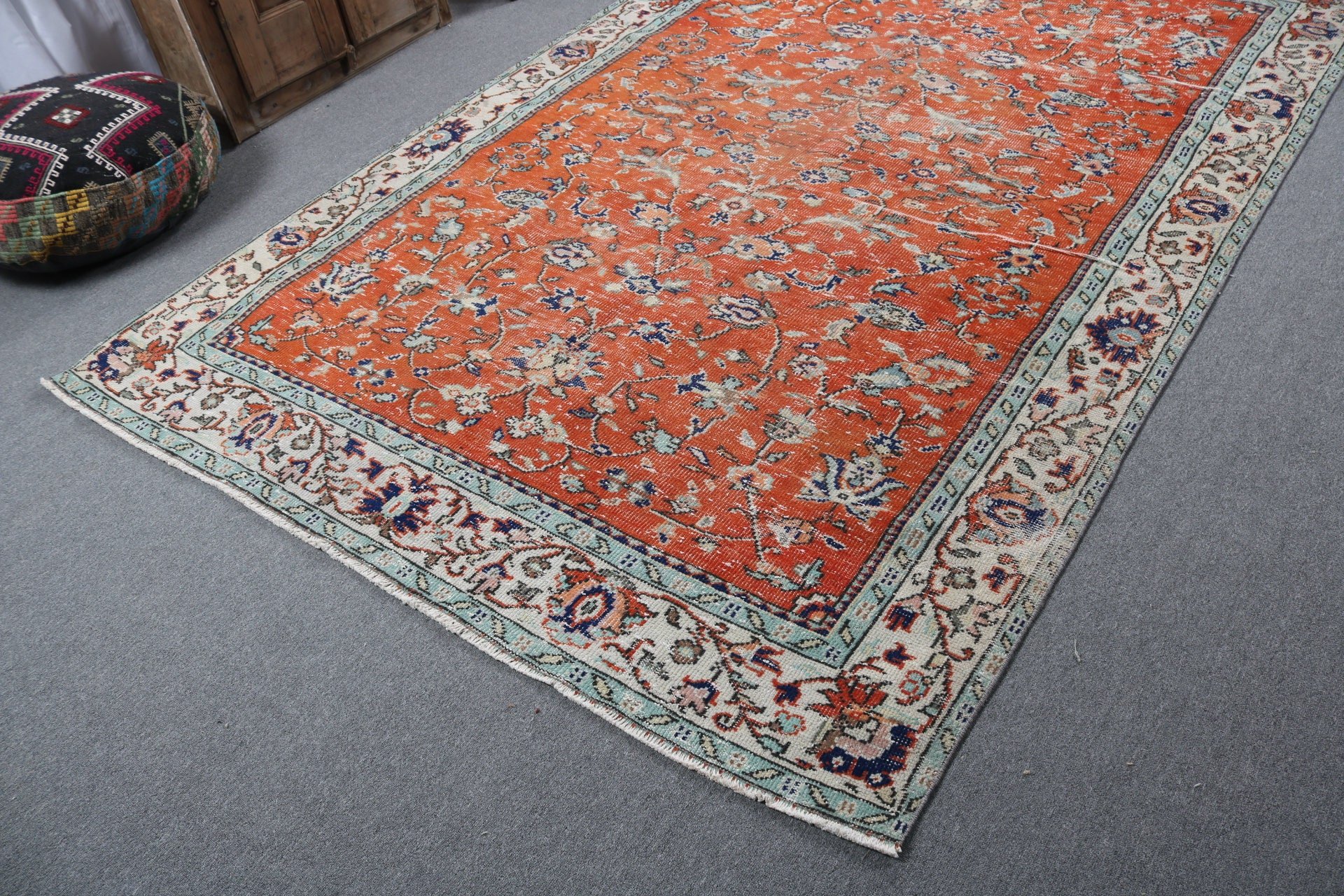 Büyük Oushak Halıları, Yemek Odası Halıları, Kırmızı Açıklama Halıları, Fas Halıları, Geometrik Halı, Vintage Halılar, Türk Halısı, 6,3x9,7 ft Büyük Halı