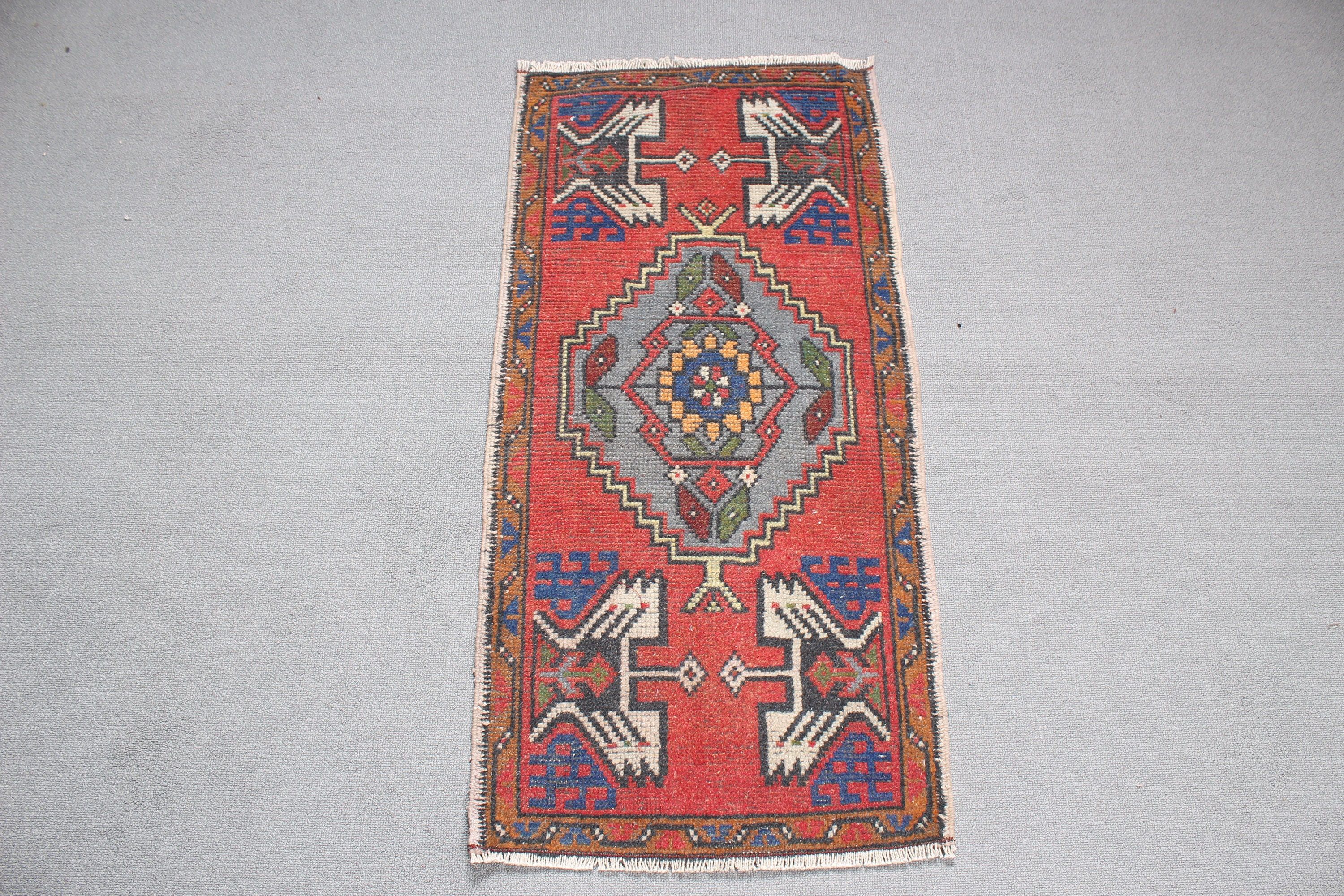 Vintage Rugs, Kitchen Rugs, Small Area Rug, Bedroom Rugs, Red Oushak Rugs, Turkish Rugs, Car Mat Rug, Artistic Rug, 1.6x3.2 ft Small Rugs