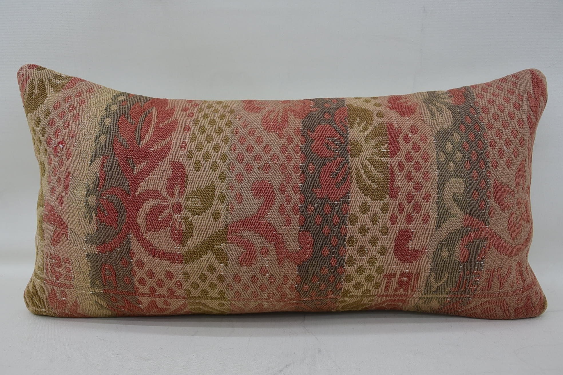 Handmade Kilim Cushion, 12"x24" Red Pillow Case, Cotton Pillow Sham, Vintage Kilim Pillow, Wholesale Pillow, Antique Pillows