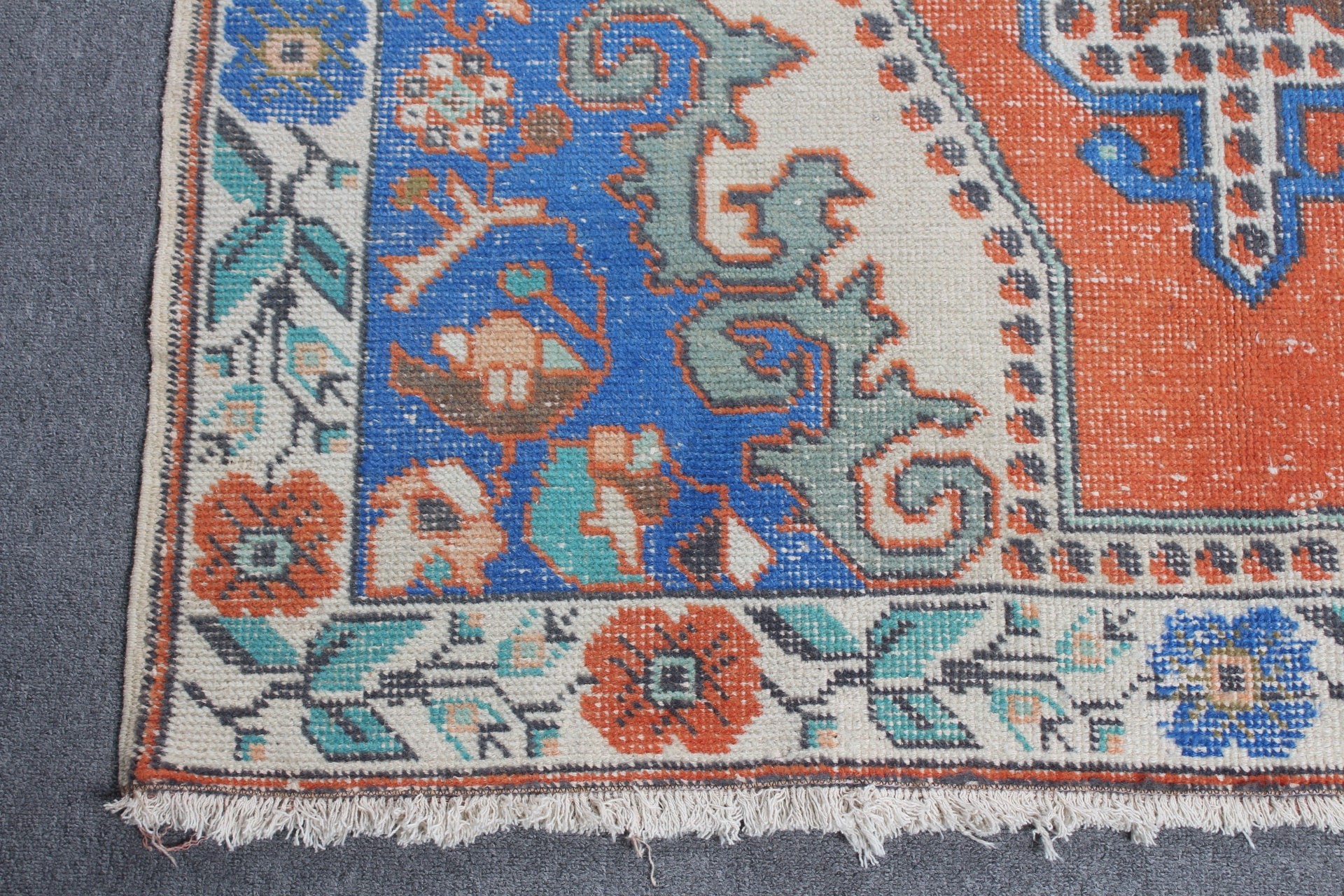 Bedroom Rug, Floor Rug, Vintage Rugs, Turkish Rug, 4.4x7.4 ft Area Rug, Rugs for Area, Living Room Rug, Orange Wool Rug