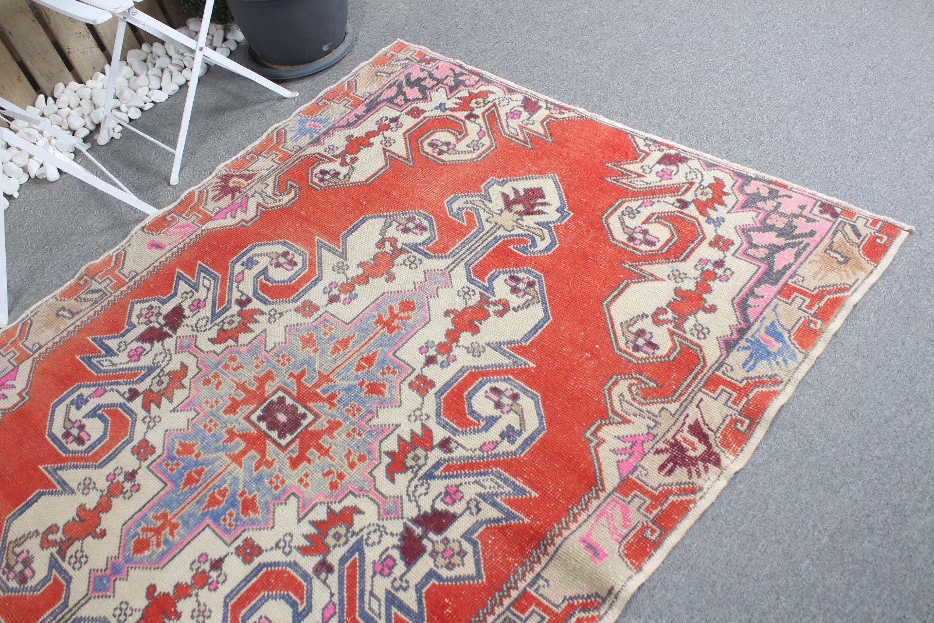 4.6x6.4 ft Area Rug, Vintage Rug, Turkish Rug, Living Room Rug, Moroccan Rugs, Hand Woven Rugs, Floor Rugs, Red Moroccan Rug