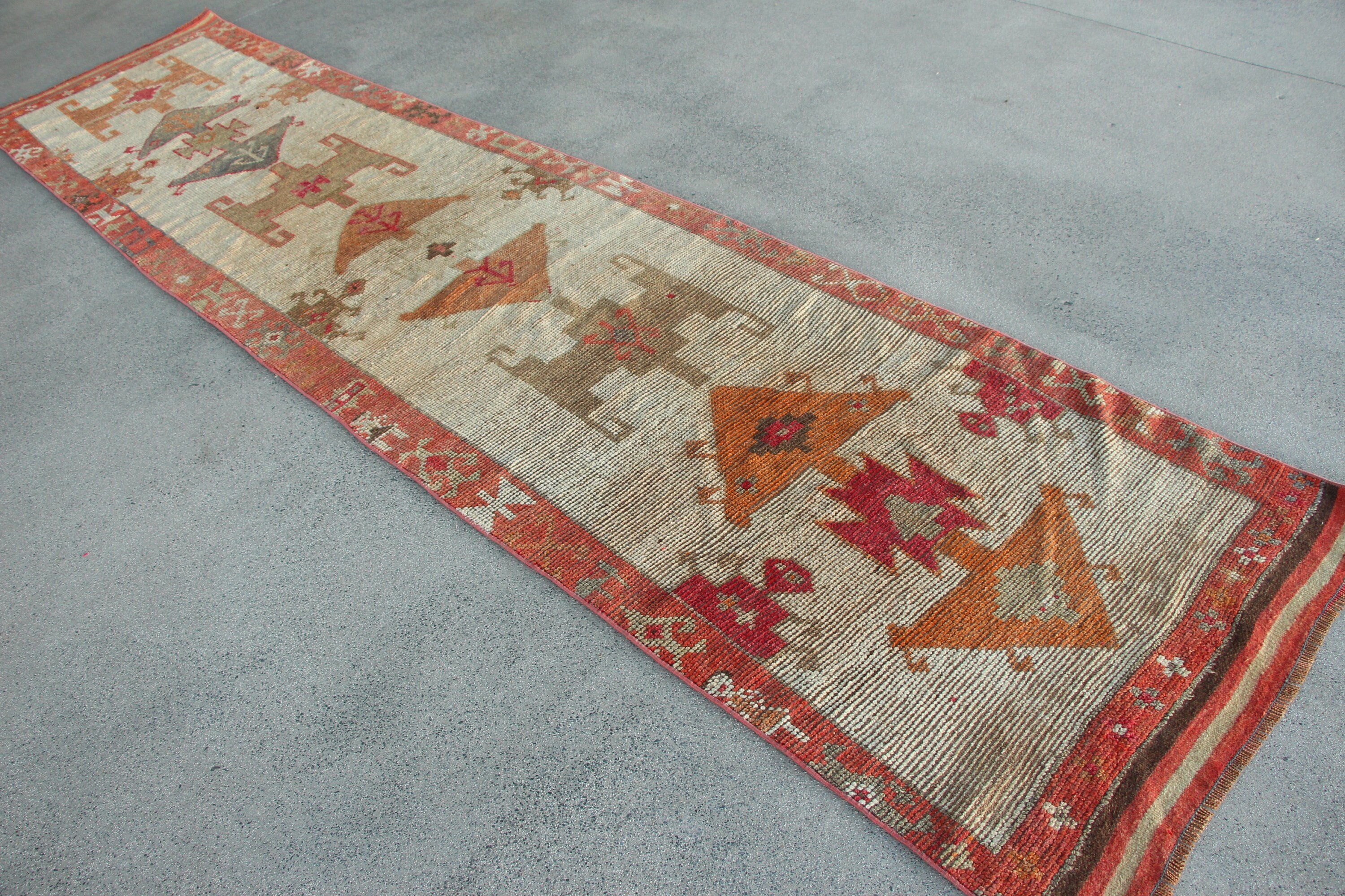 Vintage Rug, Stair Rugs, Turkish Rugs, Oriental Rugs, 3x13.2 ft Runner Rugs, Handmade Rug, Beige Oriental Rug, Antique Rug, Rugs for Stair