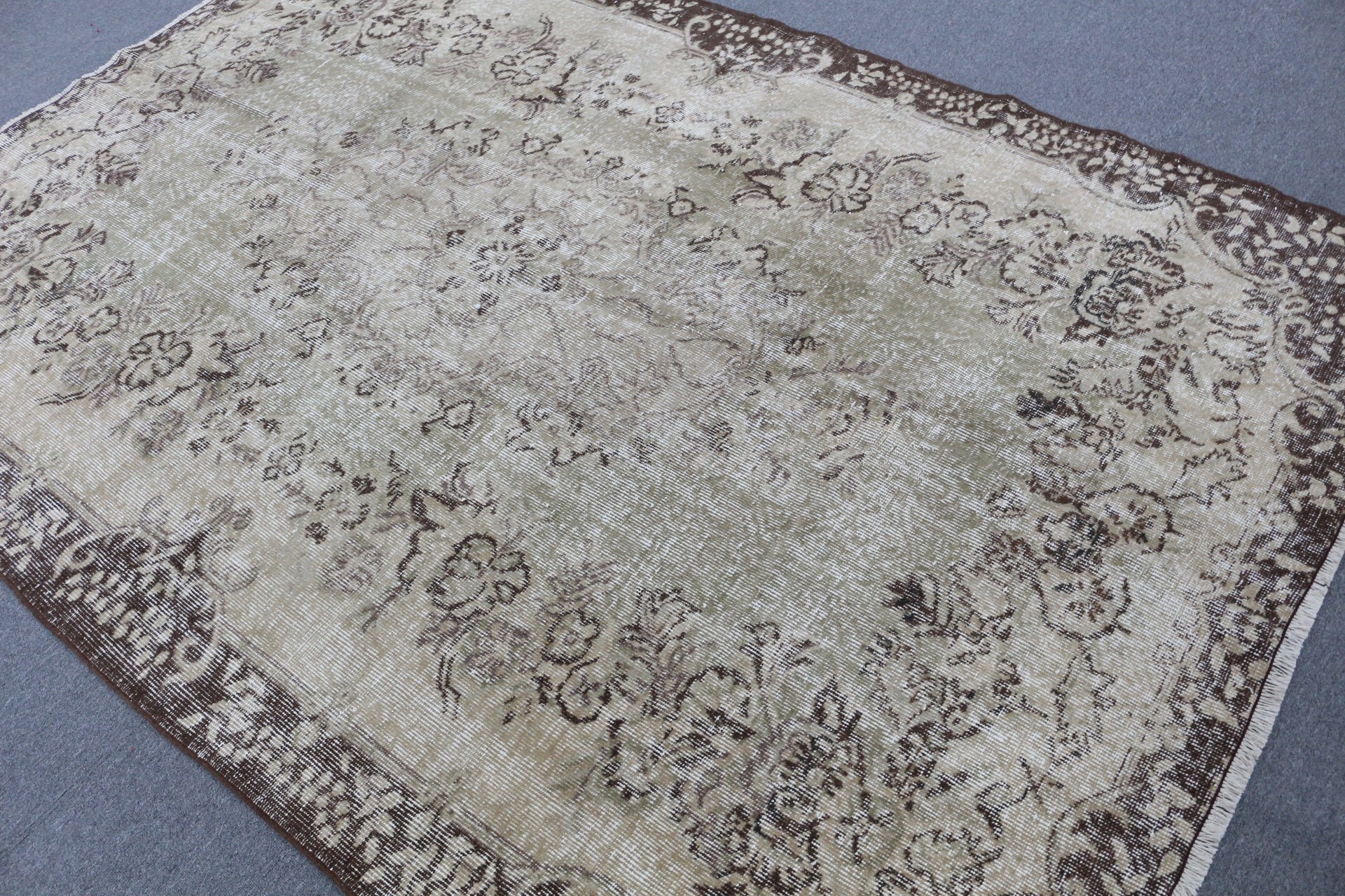 Anadolu Halısı, 5.7x8.4 ft Büyük Halılar, Türk Halısı, Kahverengi Soğuk Halı, Ev Dekorasyonu Halısı, Vintage Halılar, Yemek Odası Halısı, Oturma Odası Halıları