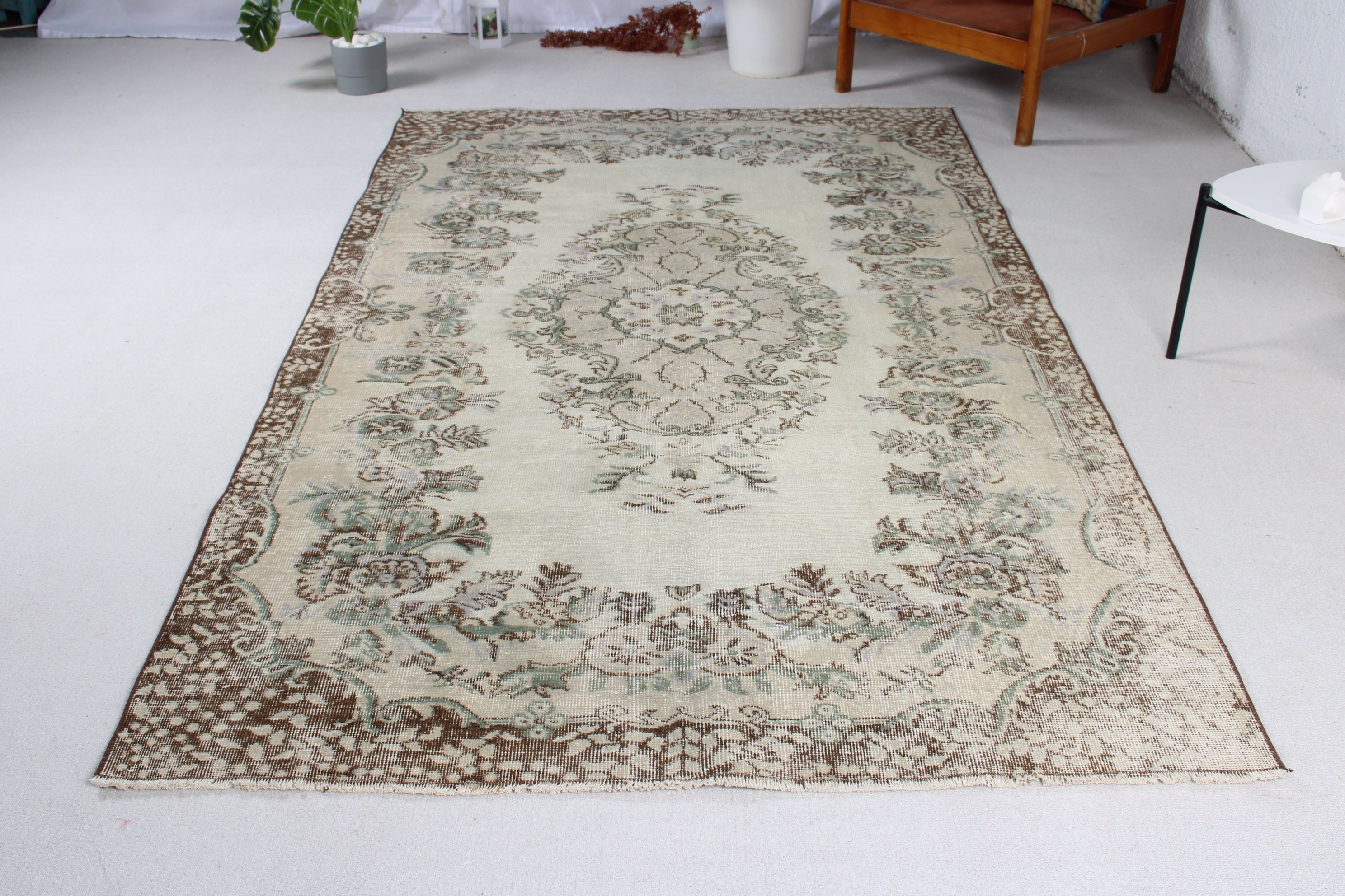 Vintage Halılar, Boho Halılar, 5x8,7 ft Büyük Halılar, Kahverengi Açıklama Halısı, Oturma Odası Halıları, Türk Halıları, Salon Halısı, Modern Halılar, El Dokuma Halılar