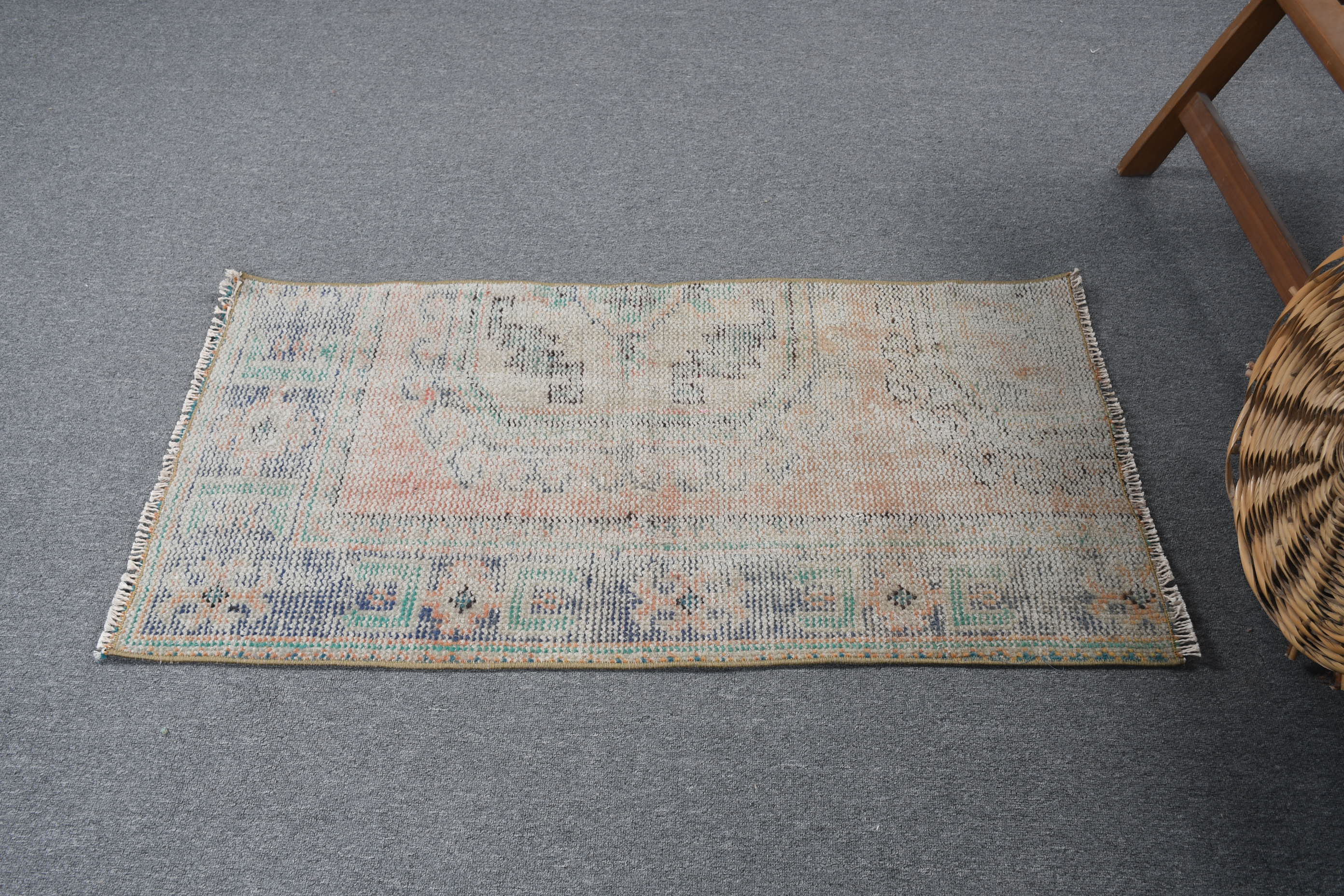 Pastel Rug, Bedroom Rug, Antique Rugs, 2x3.9 ft Small Rug, Turkish Rugs, Orange Oriental Rugs, Wall Hanging Rug, Vintage Rugs, Kitchen Rugs