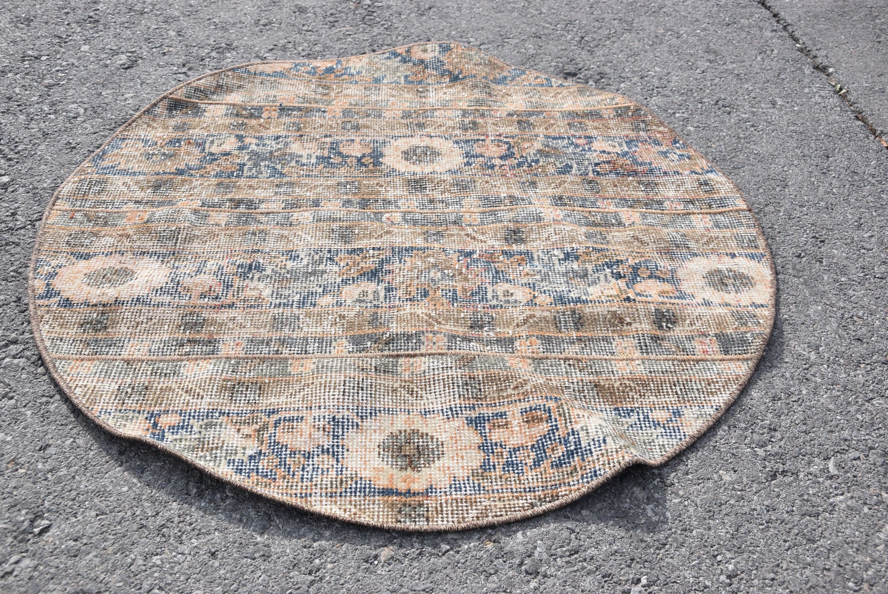 Car Mat Rug, Blue Cool Rug, Vintage Rug, Turkish Rug, Rugs for Bedroom, Door Mat Rug, Oriental Rug, Moroccan Rug, 3.1x3.1 ft Small Rug