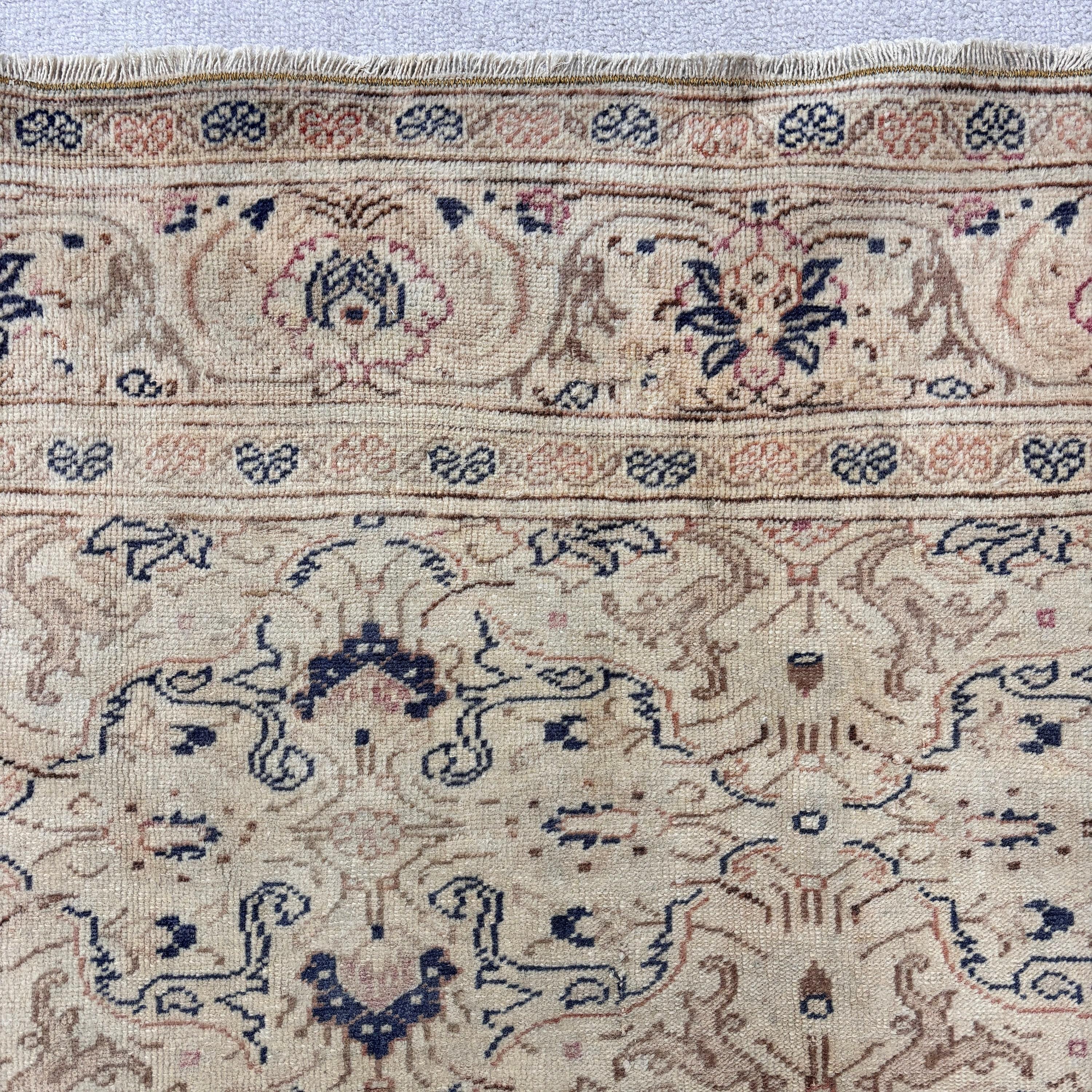 Vintage Halılar, Yün Halı, Oturma Odası Halıları, Büyük Vintage Halılar, Boho Halı, 6.4x9.9 ft Büyük Halı, Bej Lüks Halılar, Türk Halıları