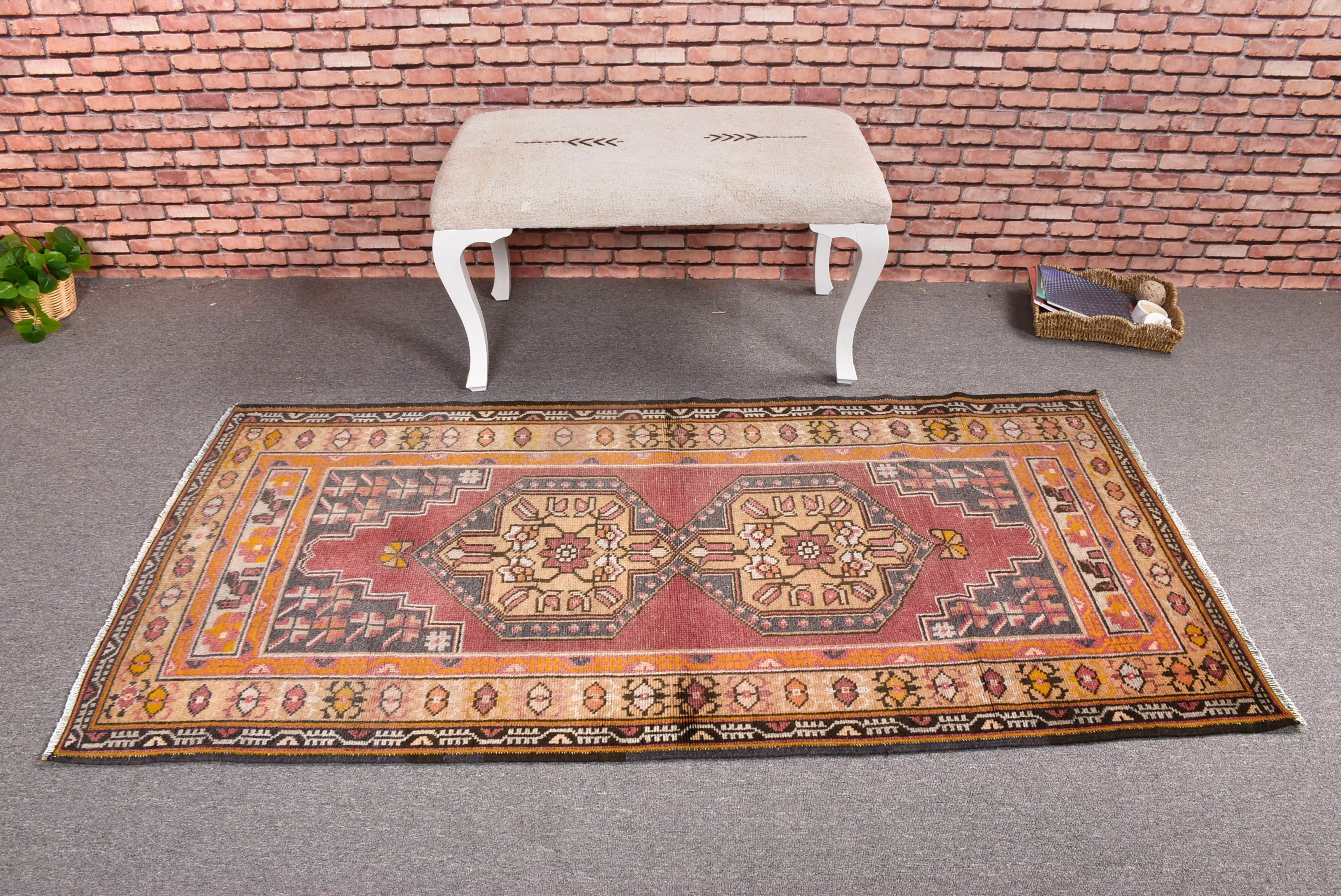 El Yapımı Halı, Boho Halı, Mor Boho Halı, Çocuk Halıları, Boho Vurgulu Halı, Türk Halıları, 3.1x6.3 ft Vurgulu Halı, Vintage Halılar, Anadolu Halıları