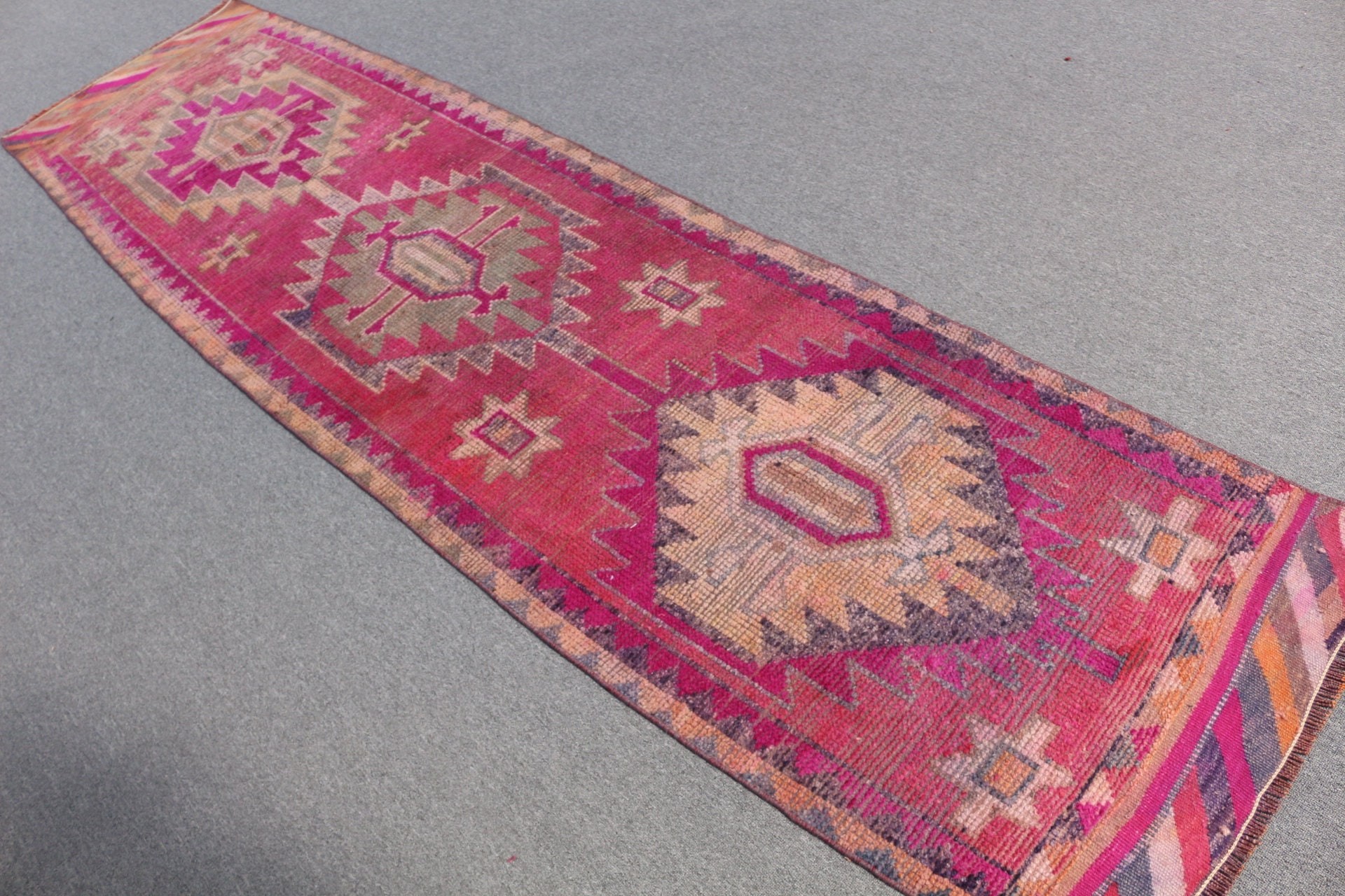 Dorm Rugs, Stair Rug, Old Rugs, Rugs for Hallway, Turkish Rugs, Red Cool Rug, Vintage Rug, Wool Rug, 2.6x10.6 ft Runner Rugs